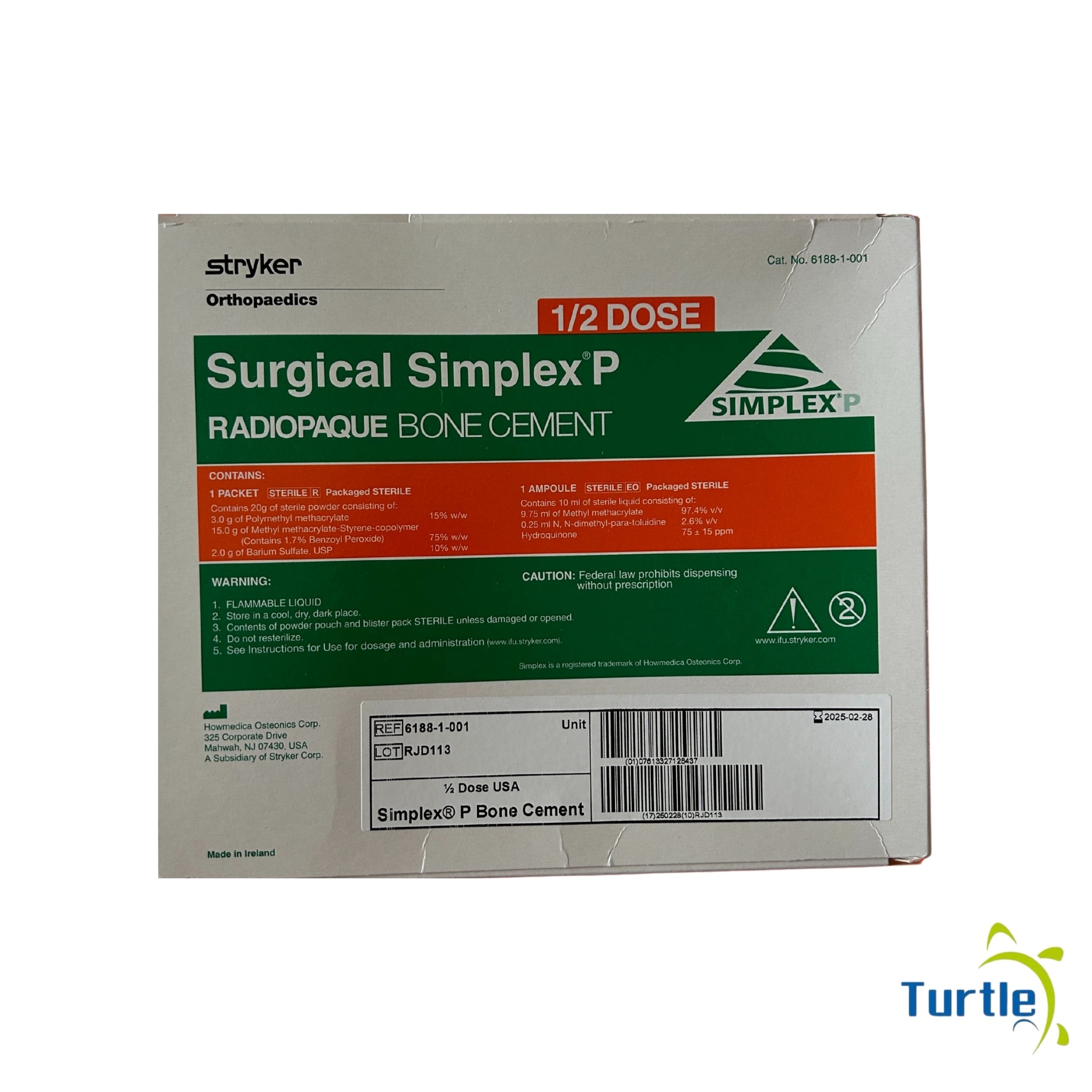 SIMPLEX'P Stryker Orthopaedics Surgical Simplex P RADIOPAQUE BONE CEMENT - 1/2 DOSE - 2025-02-28