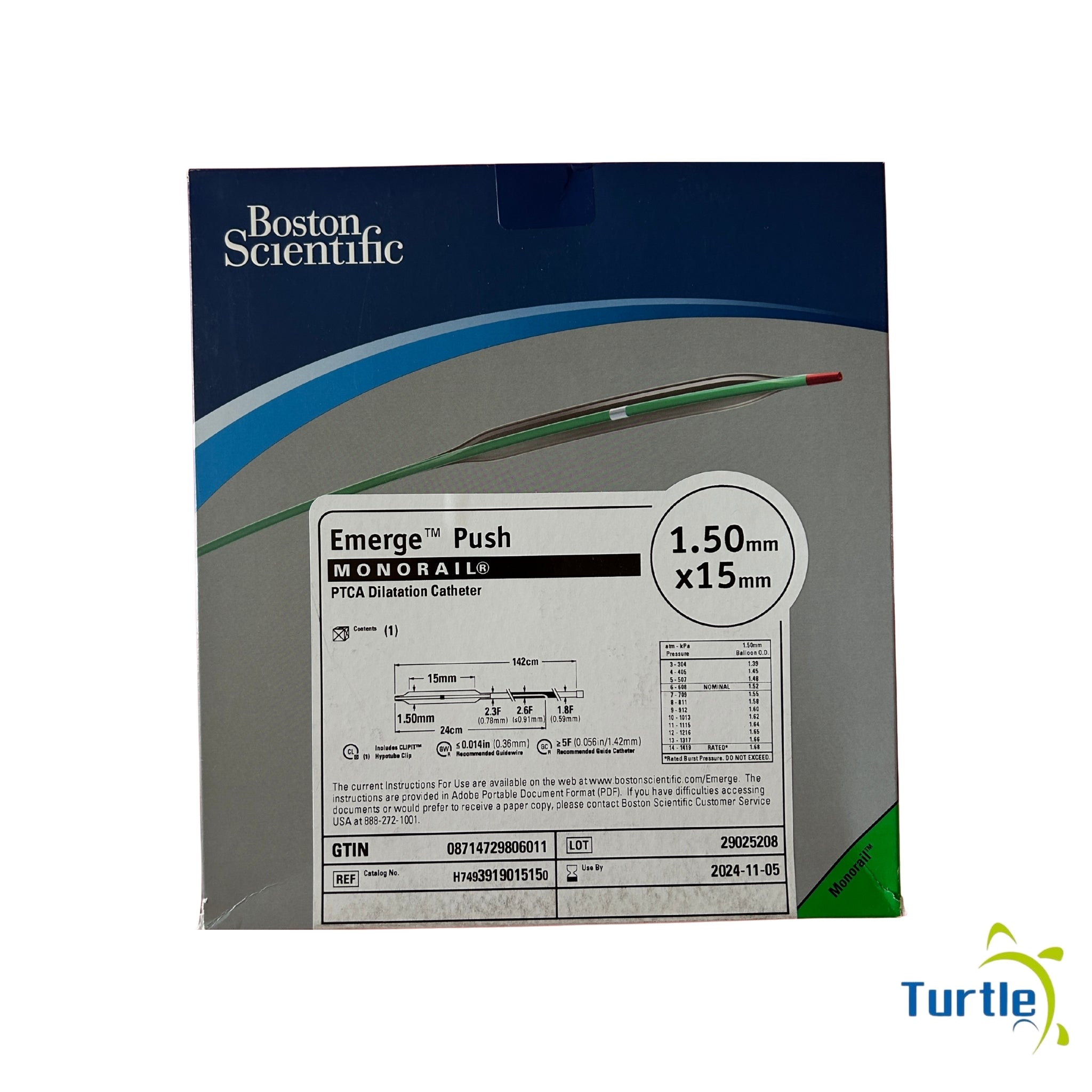 Boston Scientific Emerge Push MONORAIL PTCA Dilatation Catheter - 1.50mm x15mm - 2024-11-05