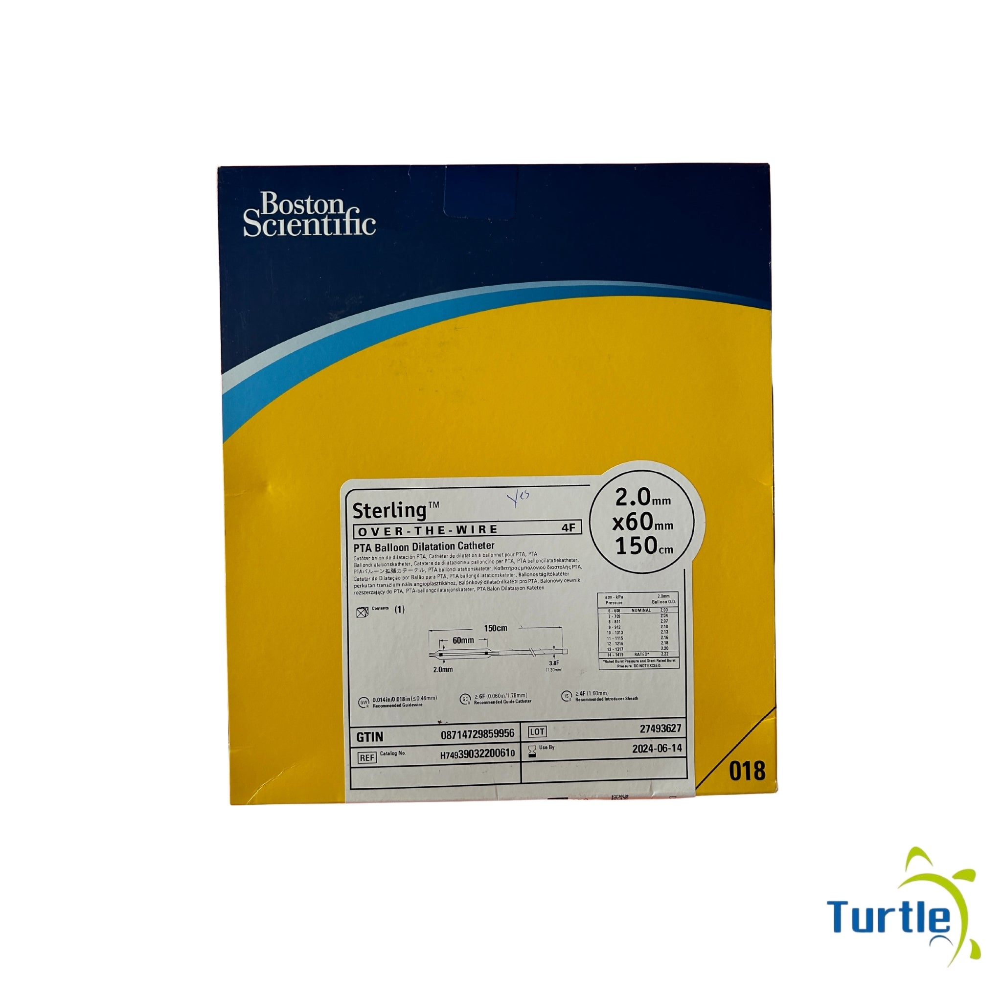 Boston Scientific Sterling OVER THE WIRE, 4F PTA Balloon Dilatation Catheter - 2.0mm x60mm 150cm - 018 - 2024-06-14
