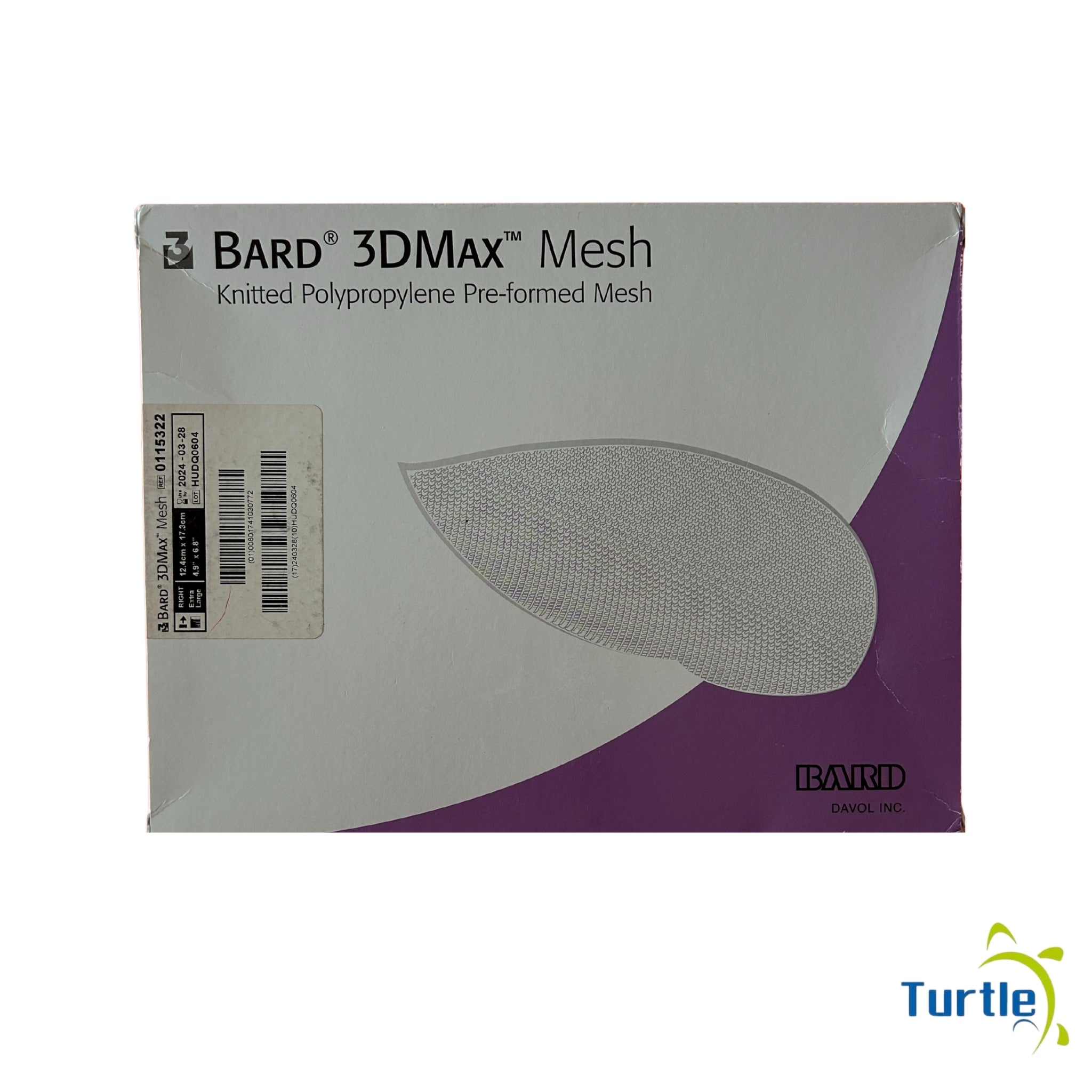 BARD 3DMAX Mesh - Knitted Polypropylene Pre-formed Mesh - 12.4cm x 17.3cm, 4.9'' x 6.8'' - 2024-03-28