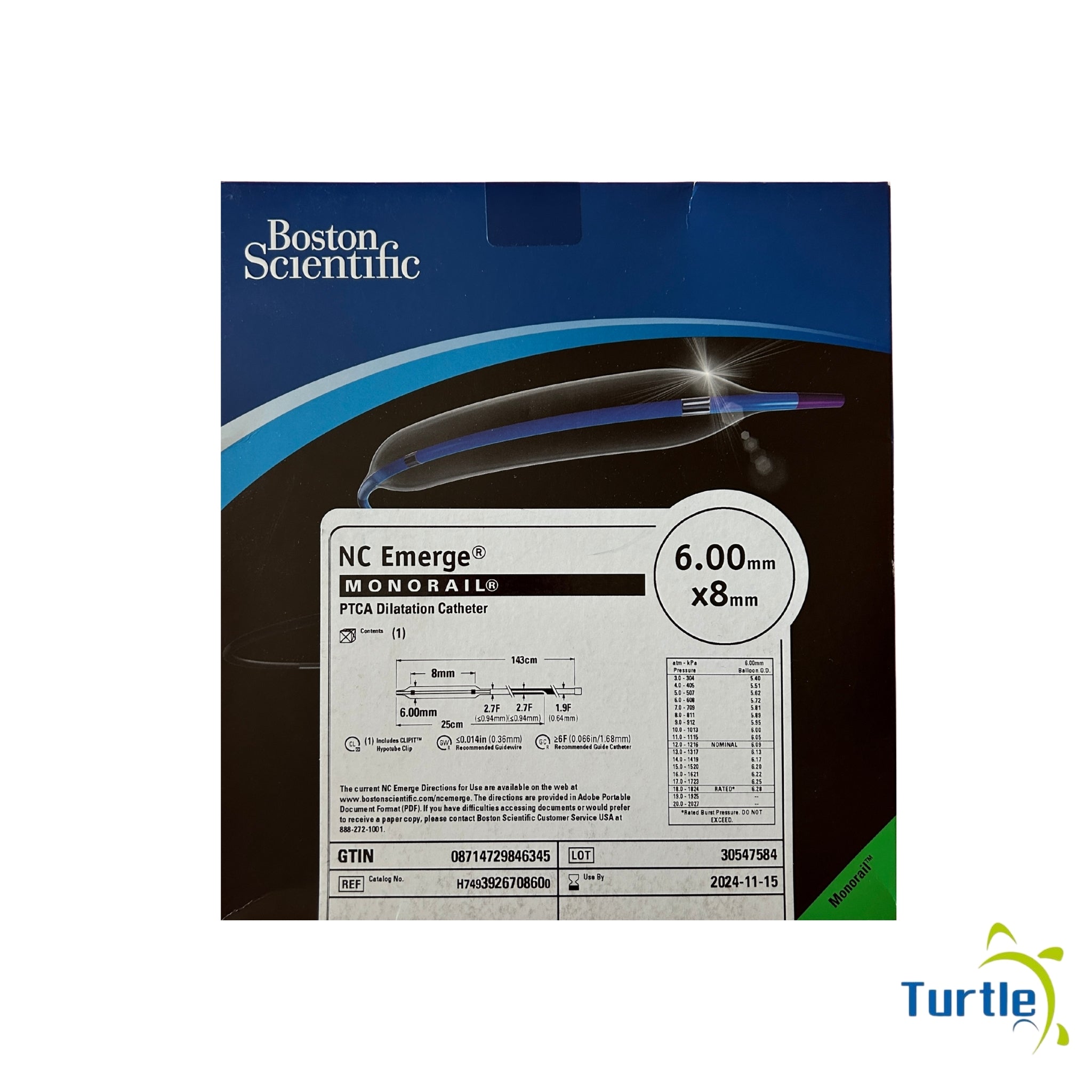 Boston Scientific NC Emerge MONORAIL PTCA Dilatation Catheter - 6.00mm x8mm - 2024-11-15