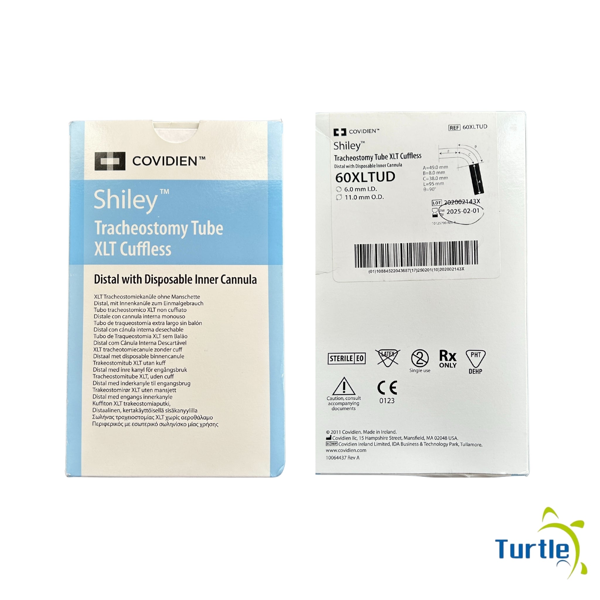 COVIDIEN Shiley Tracheostomy Tube XLT Cuffless - Distal with Disposable Inner Cannula - 60XLTUD - 2025-02-01