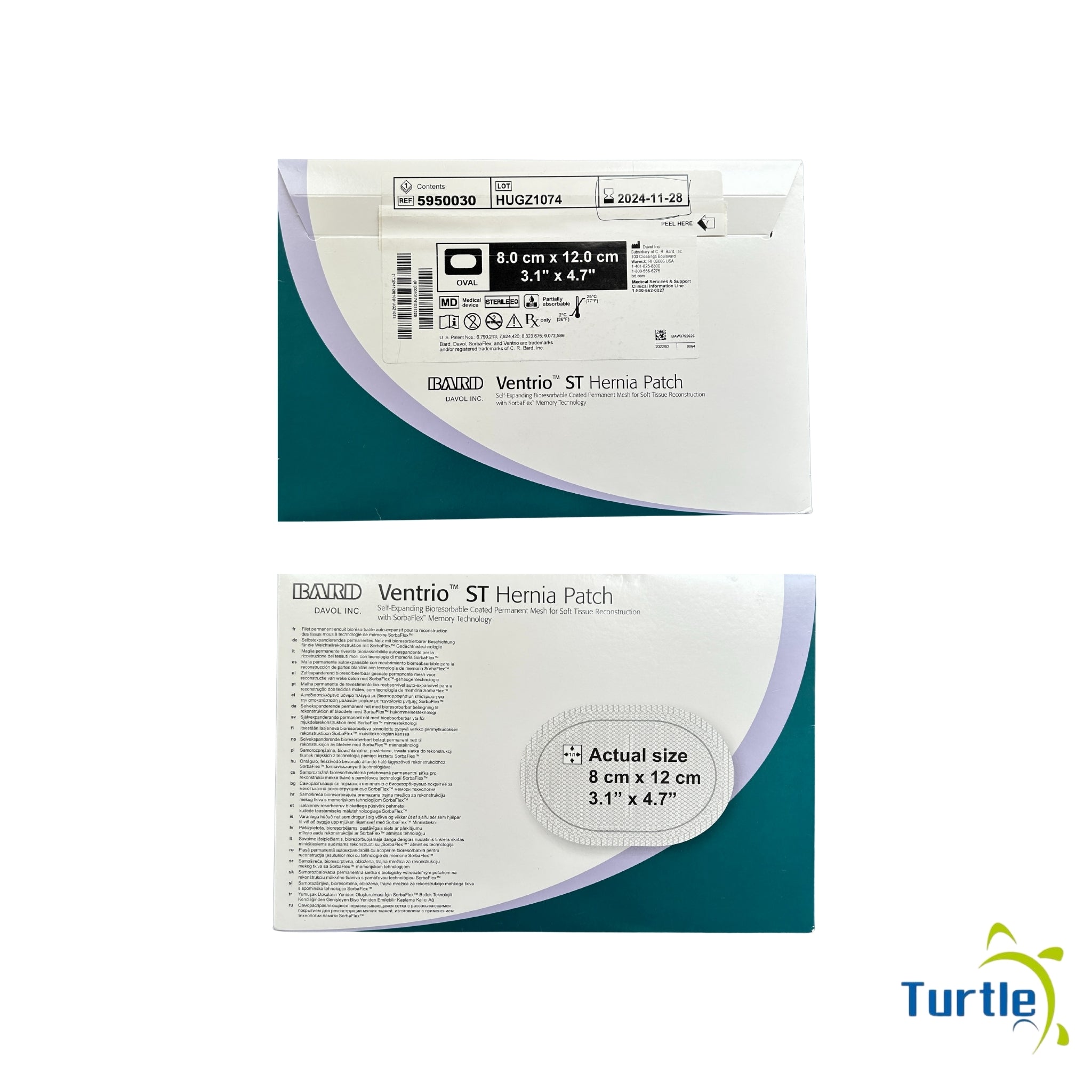BARD.Ventrio ST Hernia Patch - 8 cm x 12 cm, 3.1'' x 4.7'' - 2024-11-28