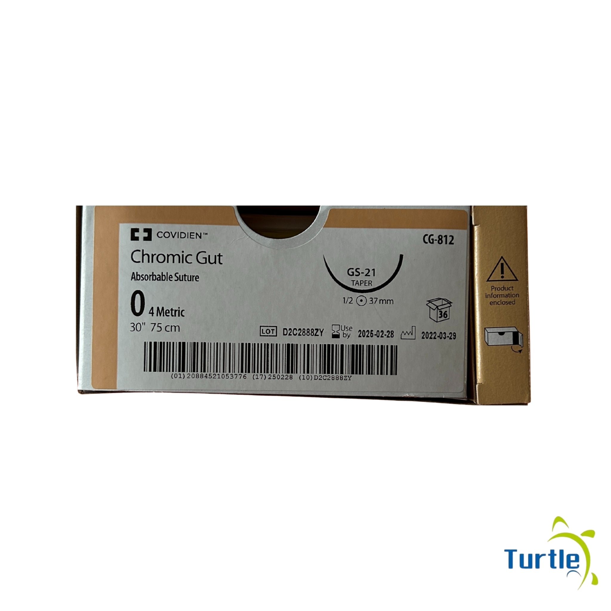 COVIDIEN Chromic Gut Absorbable Suture - 04 Metric 30'' 75 cm - GS-21 TAPER CG-812 - 2025-02-28