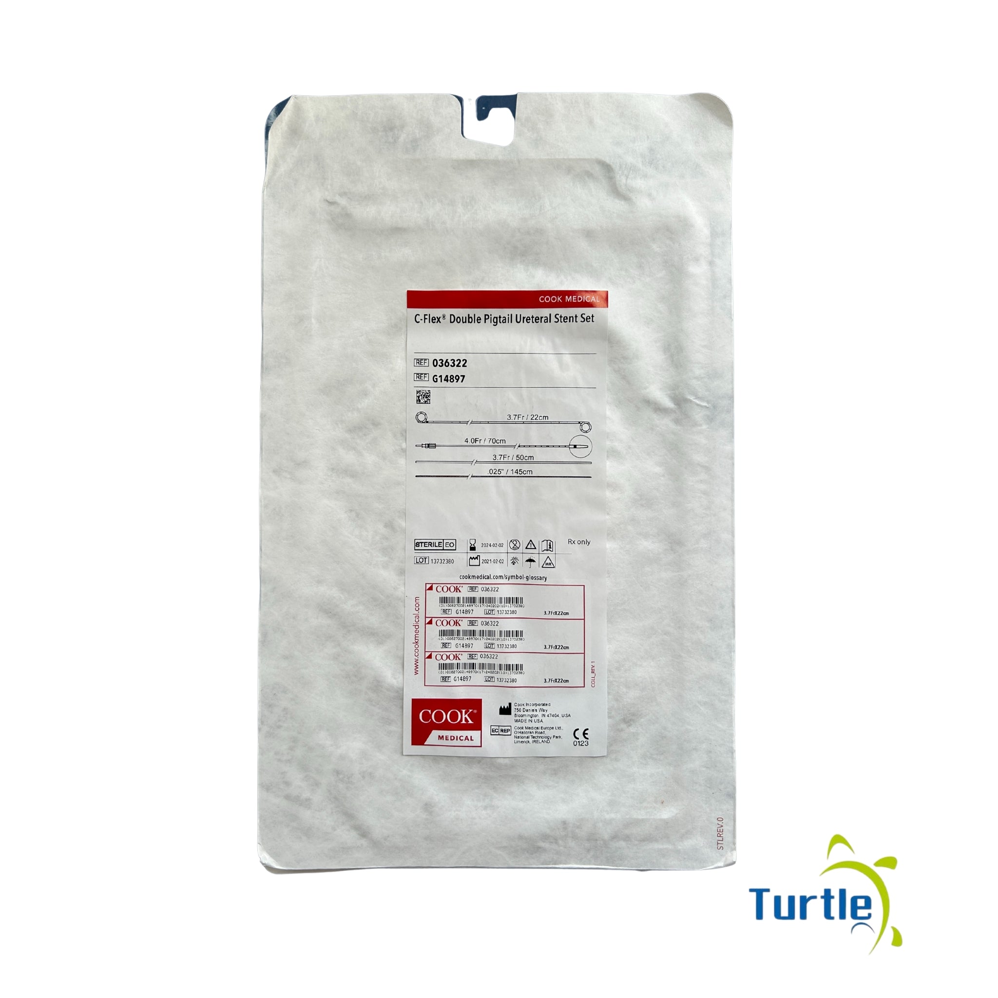 Cook Medical C-Flex Double Pigtail Ureteral Stent Set - 3.7Fr/22cm - 2024-02-02