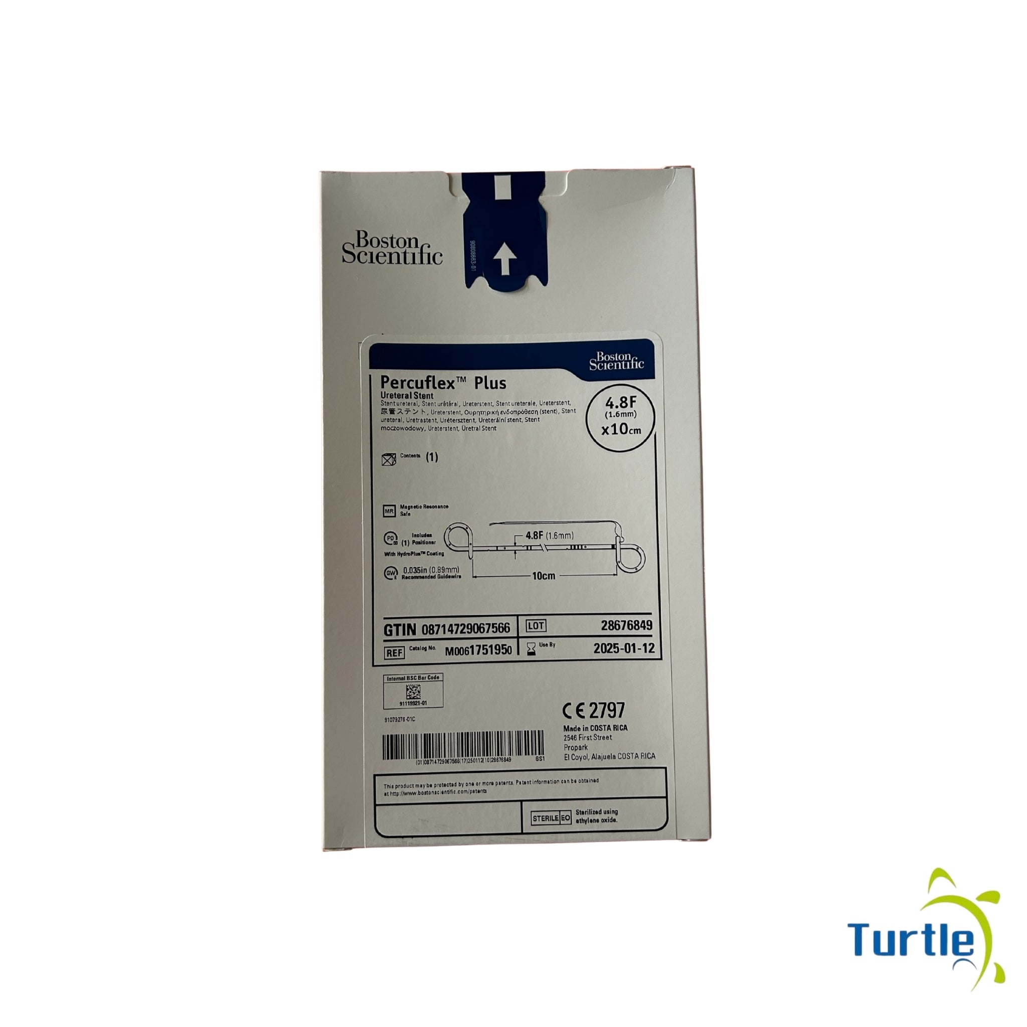Boston Scientific Percuflex Plus Ureteral Stent - 4.8 F(1.6mm) x10 cm - Magnetic Resonance Safe - 2025-01-12