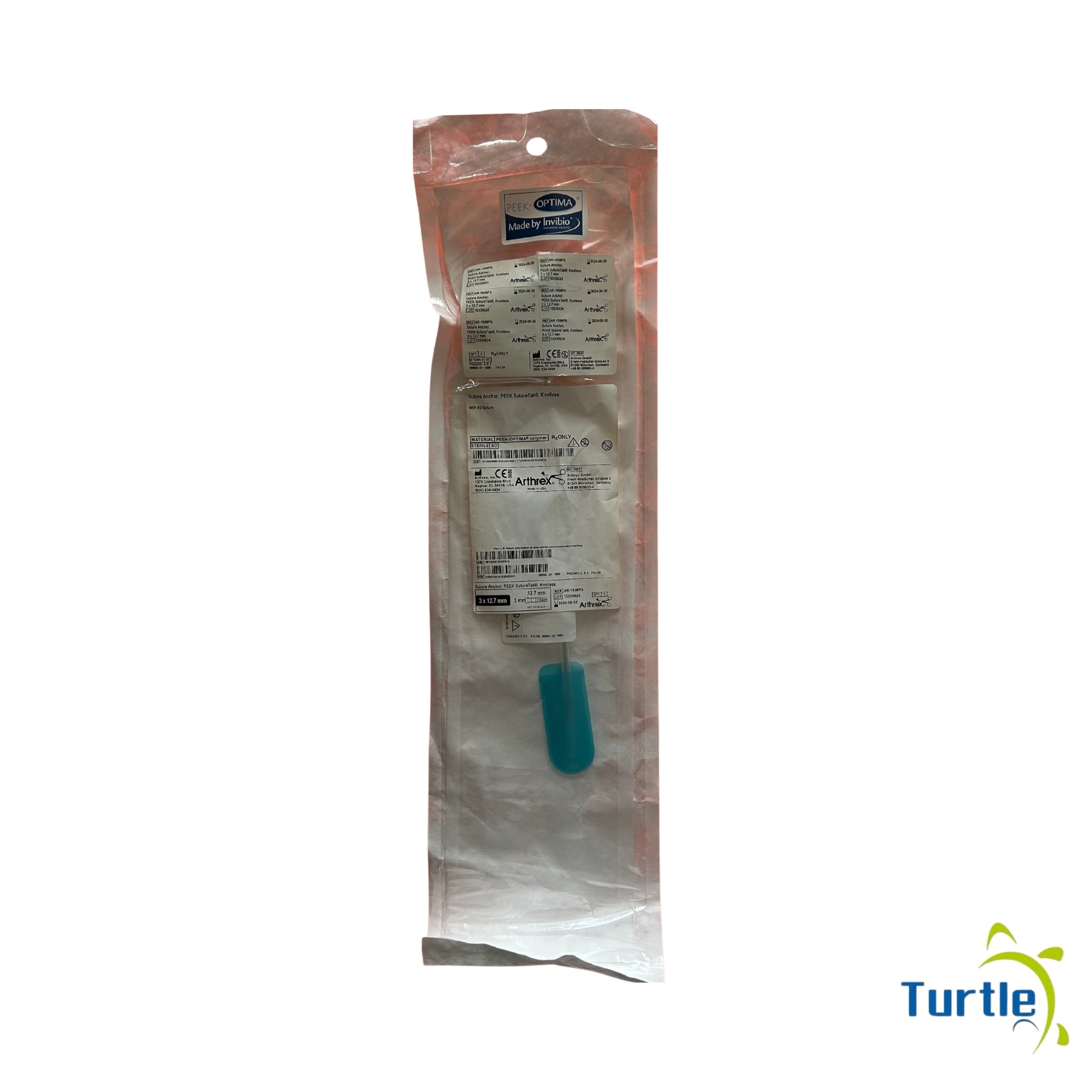 Arthrex Suture Anchor - PEEK SutureTak - Knotless with #2 Suture - 3 x 12.7 mm - 2024-06-30