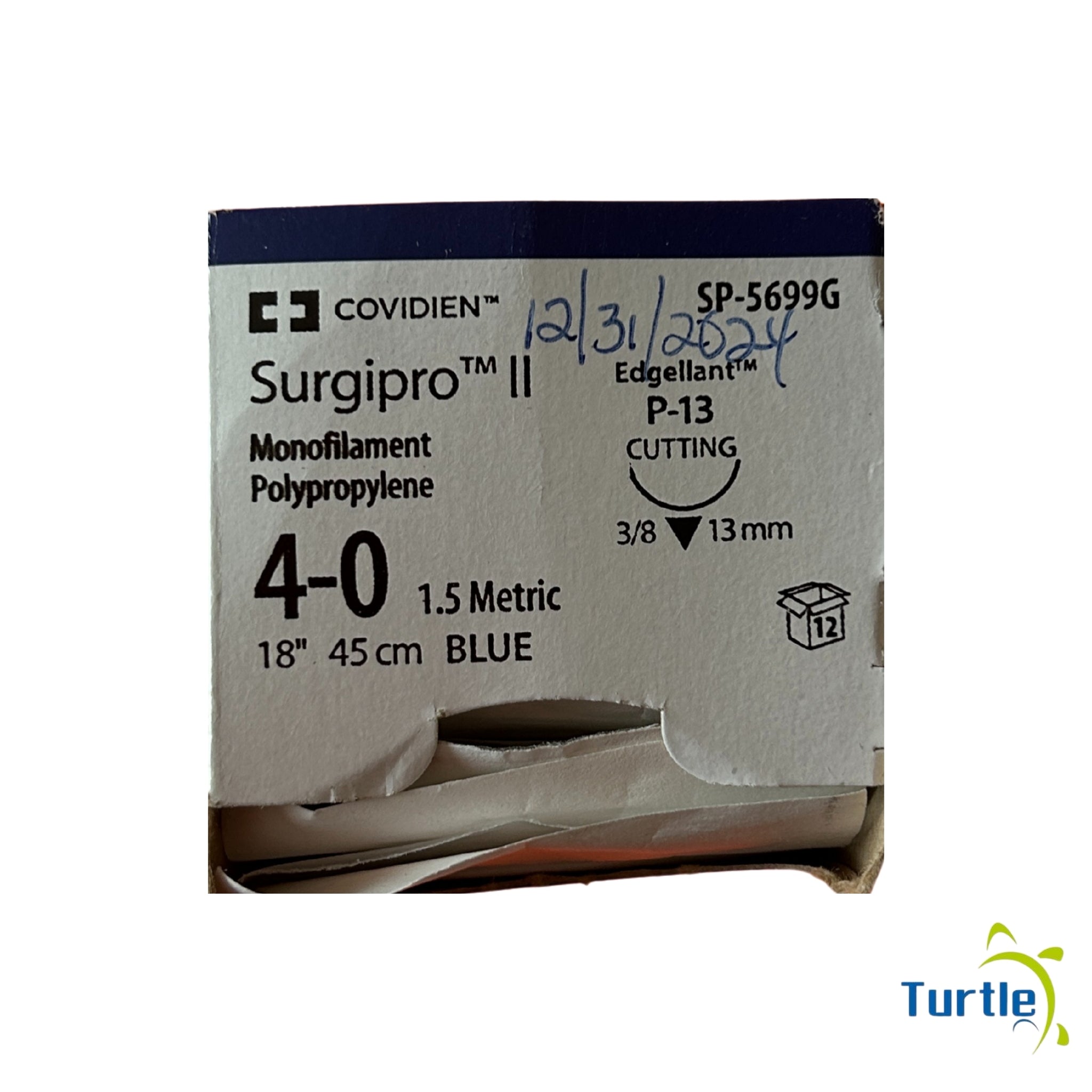 COVIDEN Surgipro II - Monofilament Polypropylene - 18'' 45 cm - 1.5 Metric BLUE 13 mm - 2024-12-31
