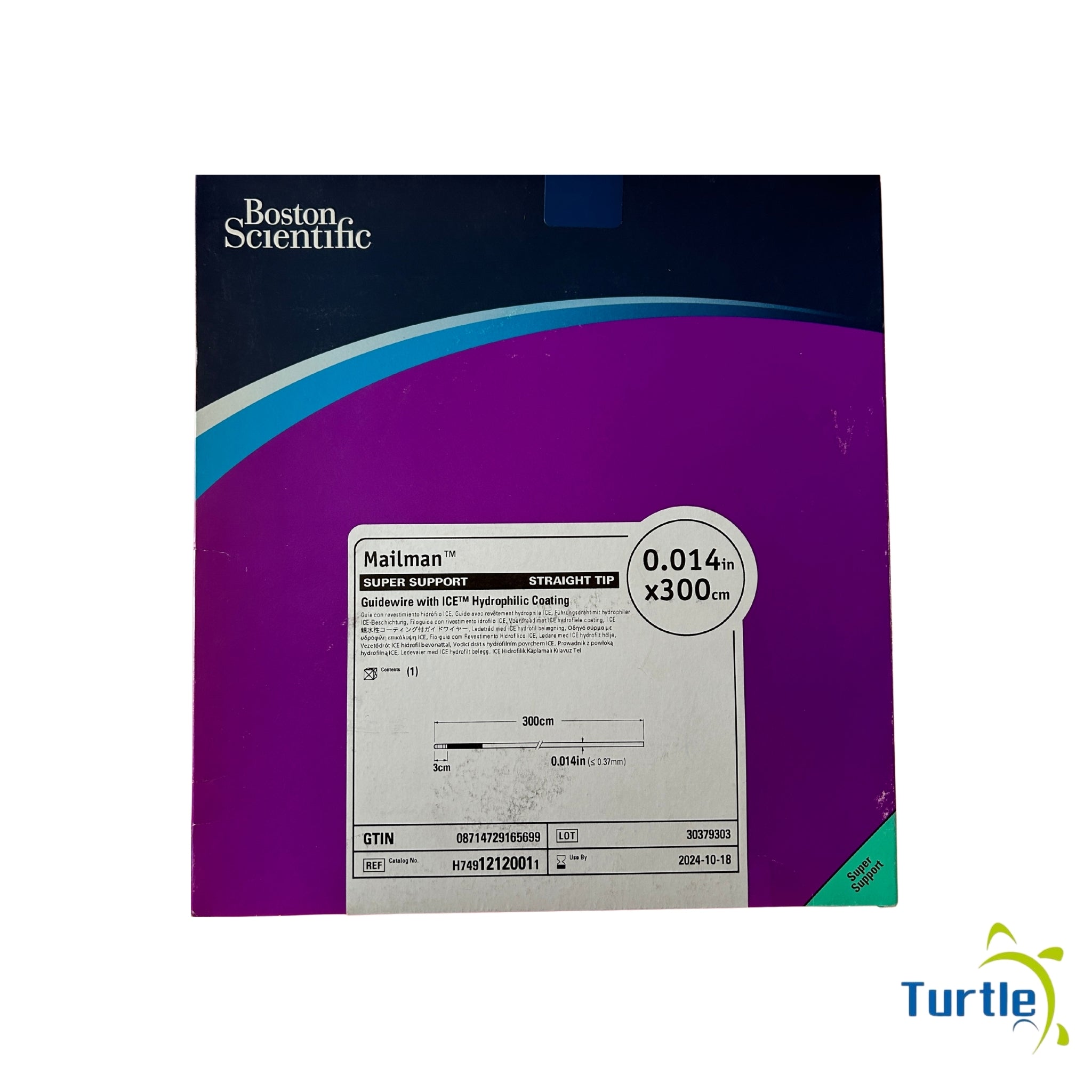 Boston Scientific Mailman SUPER SUPPORT STRAIGHT TIP, Guidewire with ICE Hydrophilic Coating - 0.014 in x300 cm - 2024-10-18
