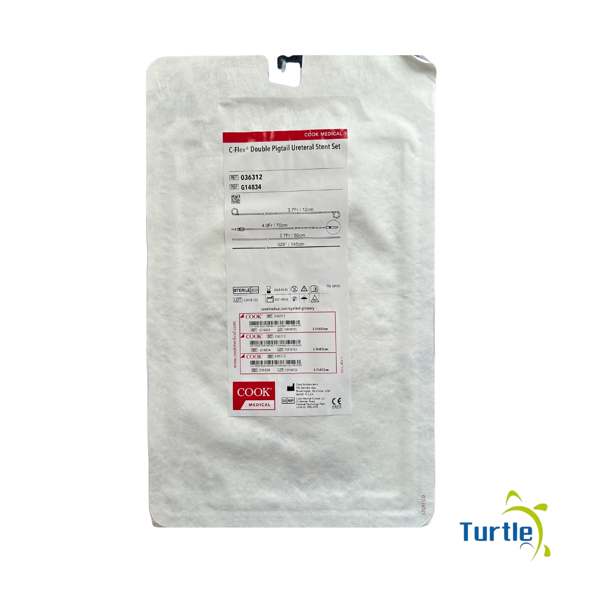 Cook Medical C-Flex Double Pigtail Ureteral Stent Set - 3.7Fr/12cm - 2024-04-26