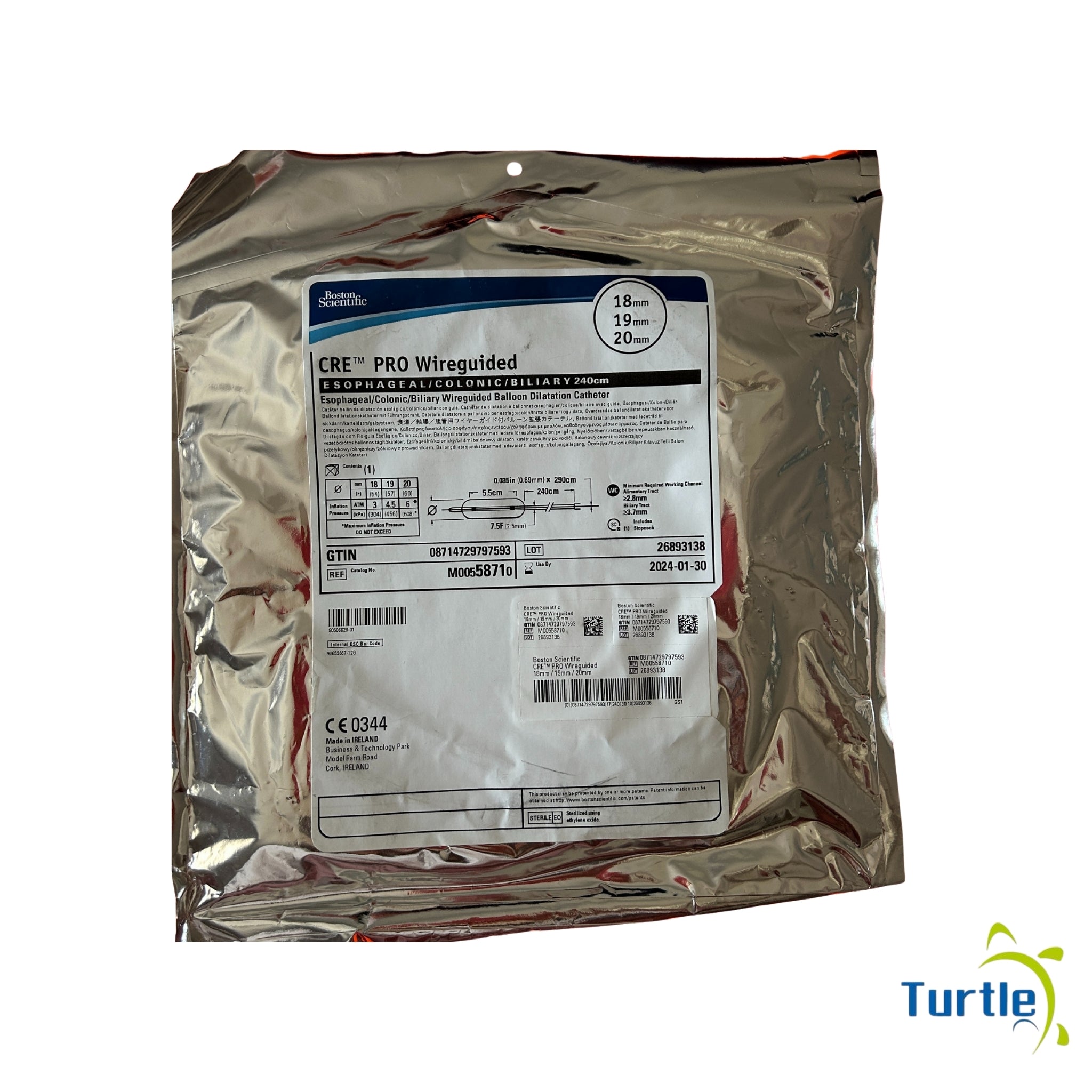 Boston Scientific CRE PRO Wireguided, ESOPHAGEAL / COLONIC / BILIARY 240cm, - 18mm 19mm 20mm - 2019-08-31