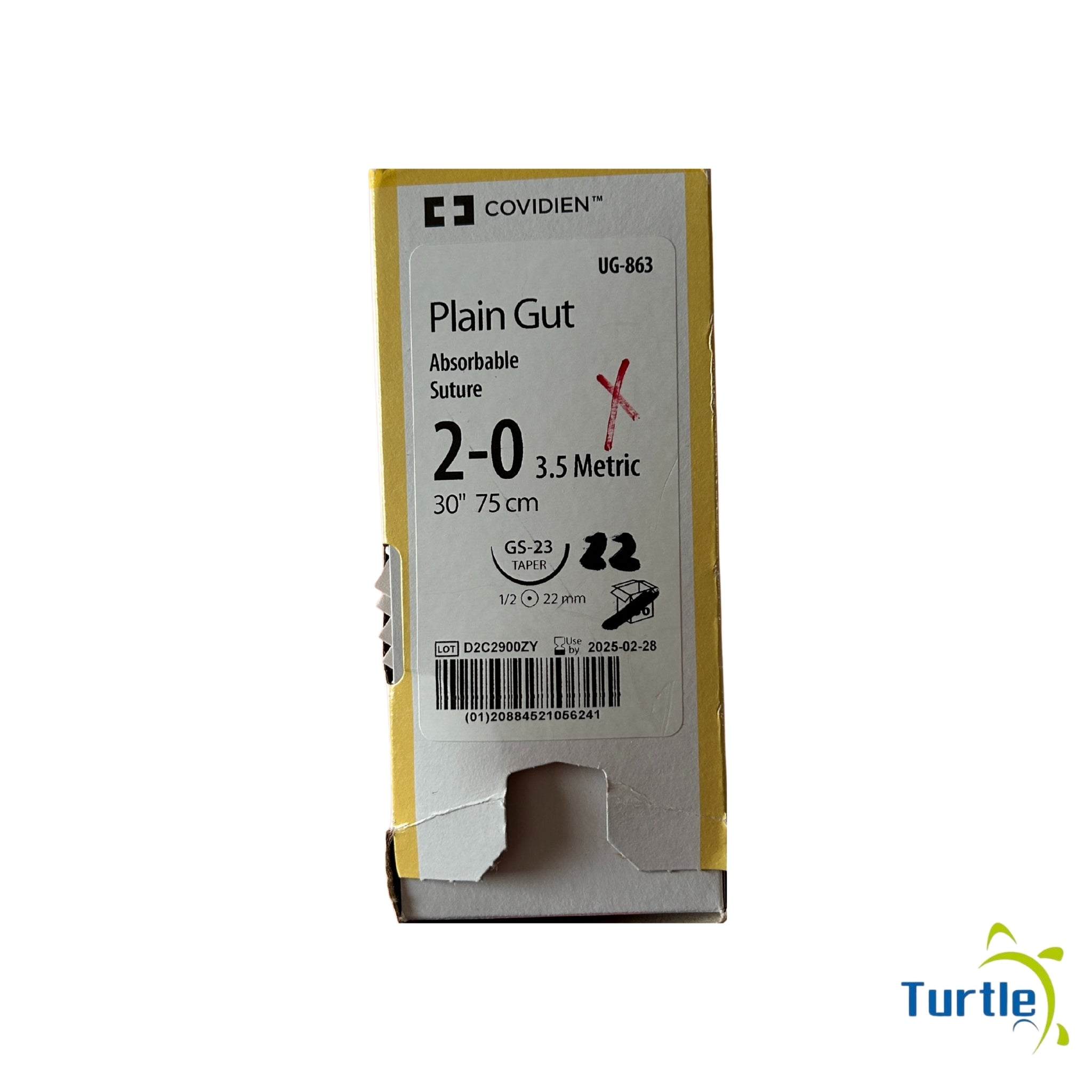 COVIDEN Plain Gut Absorbable Suture 2-0 - 3.5 Metric - 30'' 75 cm - GS-23 UG-863 - 2025-02-28
