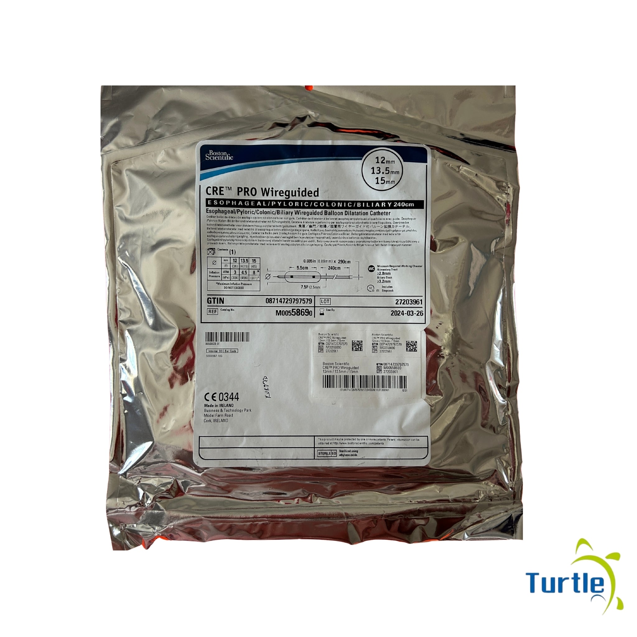 Boston Scientific CRE PRO Wireguided, ESOPHAGEAL / PYLORIC / COLONIC / BILIARY 240cm, - 12mm 13.5mm 15mm - 2024-03-26