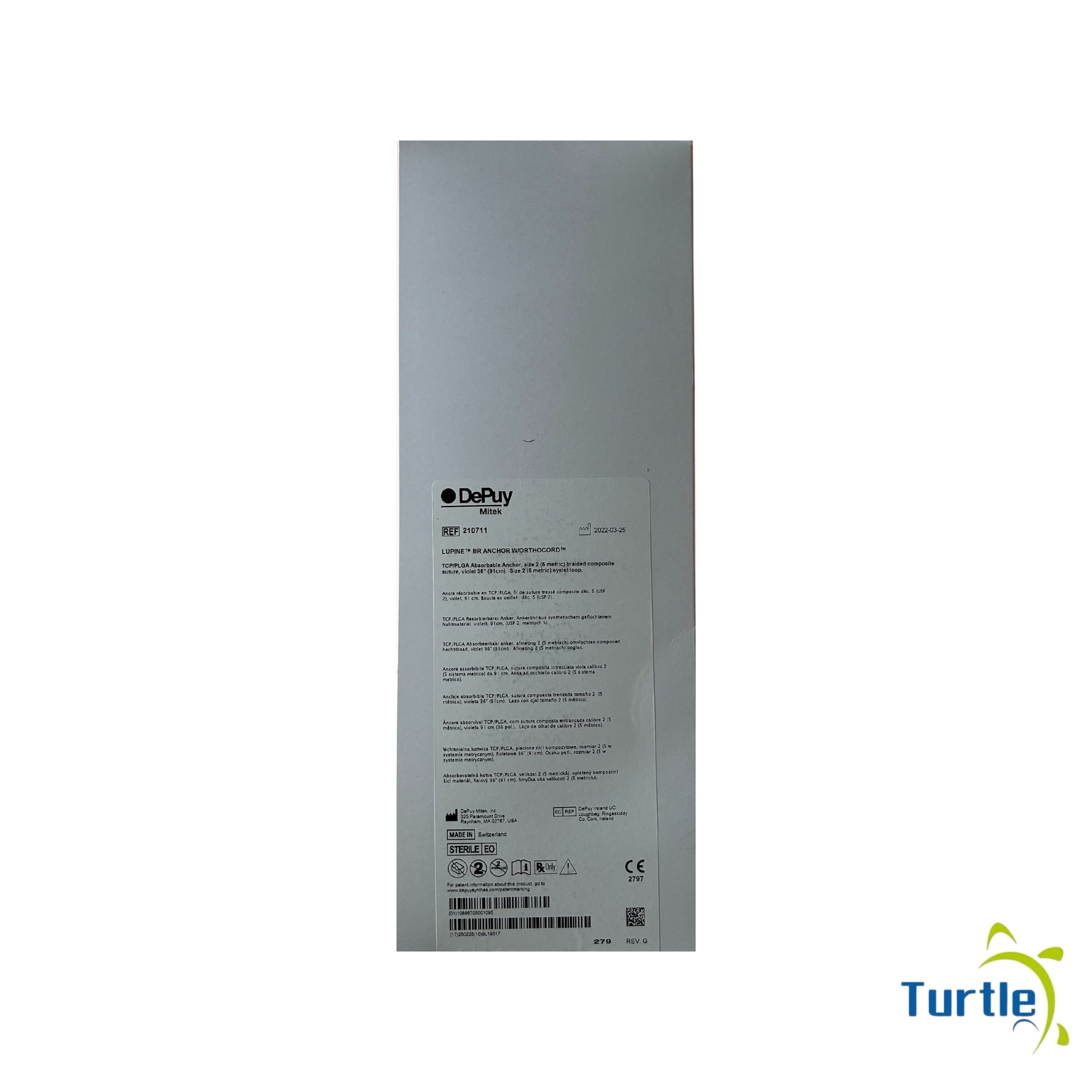 DePuy Mitek LUPINE BR ANCHOR W/ORTHOCORD - TCP/PLGA Absorbable Anchor - Size 2 (5 metric) braided composite suture - Voilet 36'' - 2025-02-28