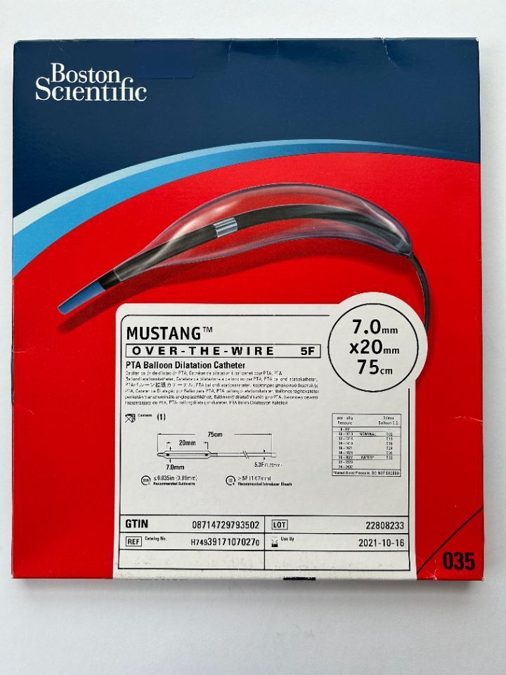 Boston Scientific MUSTANG Over-The-Wire 5F PTA Balloon Dilatation Catheter 7.0mm x20 mm x 75 cm REF: H74939171070270