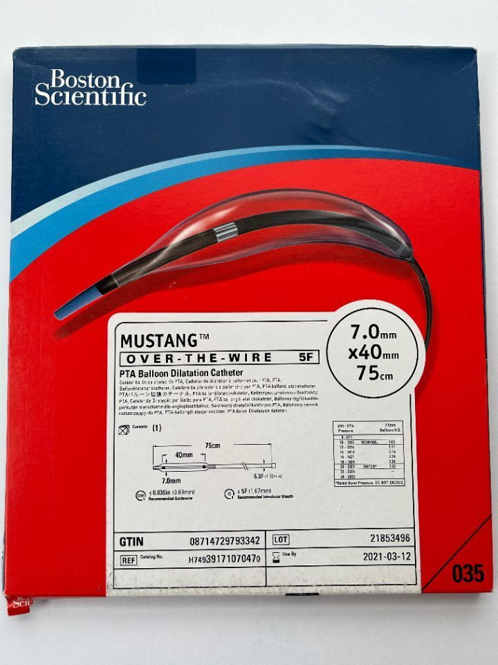 Boston Scientific MUSTANG Over-The-Wire 5F PTA Balloon Dilatation Catheter 7.0mm x40 mm x 75 cm REF: H74939171070470