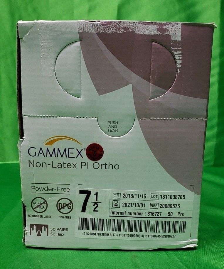 5Pairs  Non LATEX Pl Surgical Gloves Size 7 1/2 Powder Free