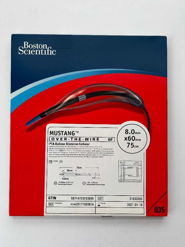 Boston Scientific MUSTANG  Over-The-Wire 6F PTA Balloon Dilatation Catheter 8.0mm x 60mm x 75cm REF: H74939171080670