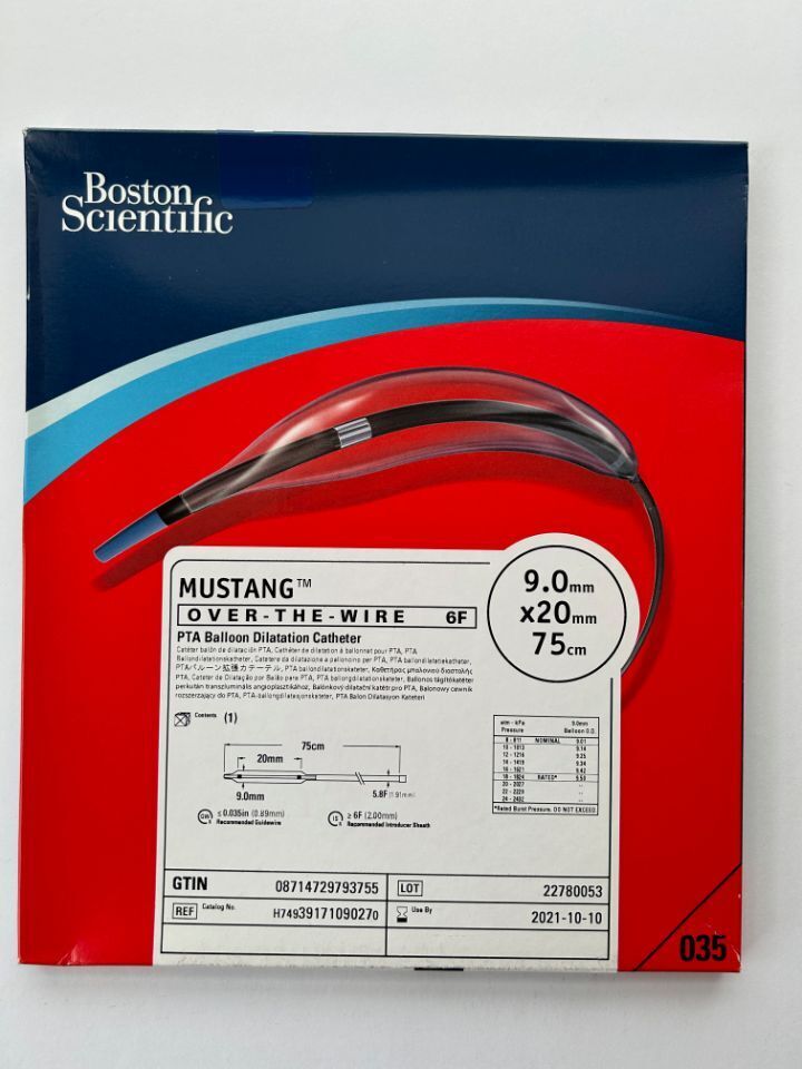 Boston Scientific MUSTANG  Over-The-Wire 6F PTA Balloon Dilatation Catheter 9.0mm x 20mm x 75cm