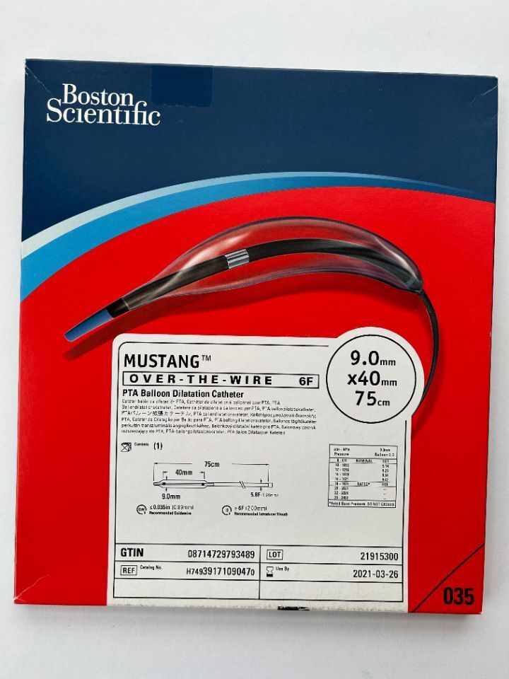 Boston Scientific MUSTANG  Over-The-Wire 6F PTA Balloon Dilatation Catheter 9.0mm x 40mm x 75cm REF: H74939171090470
