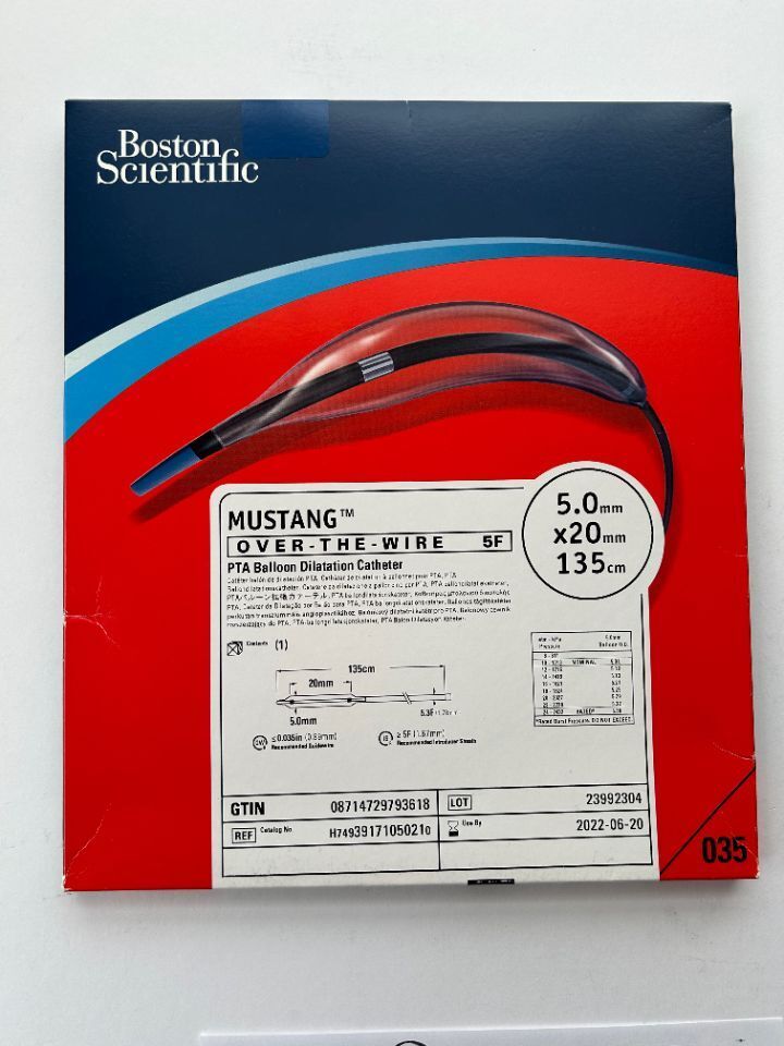 Boston Scientific MUSTANG  Over-The-Wire 5F PTA Balloon Dilatation Catheter 5.0mm x 20mm x 135cm REF: H74939171050210
