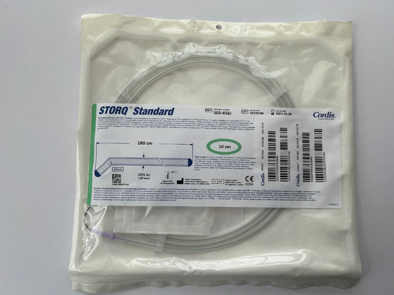 Cordis STORQ Standard Steerable Guidewire with SLX Coating REF: 503-456J DATE: 2021-02-28