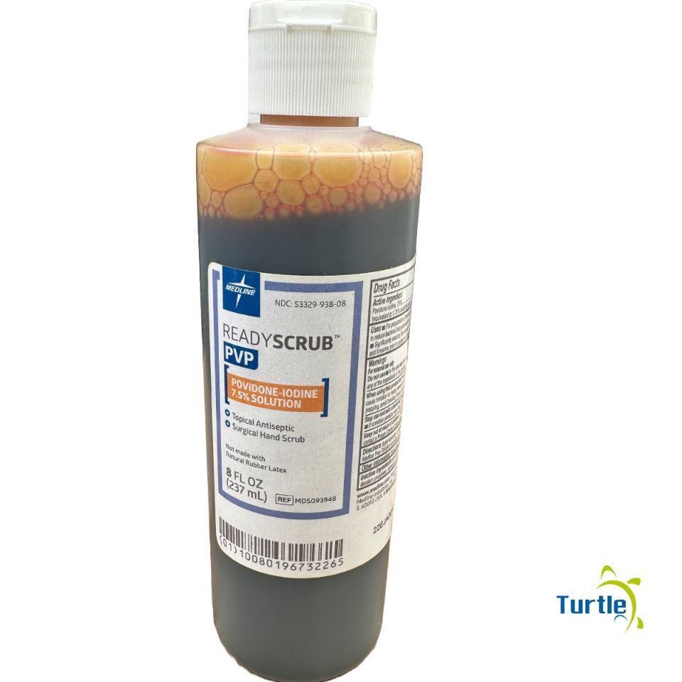 Medline READYSCRUB PVP Povidone-Iodine 7.5% Solution 8 Fl Oz REF: MDS093948