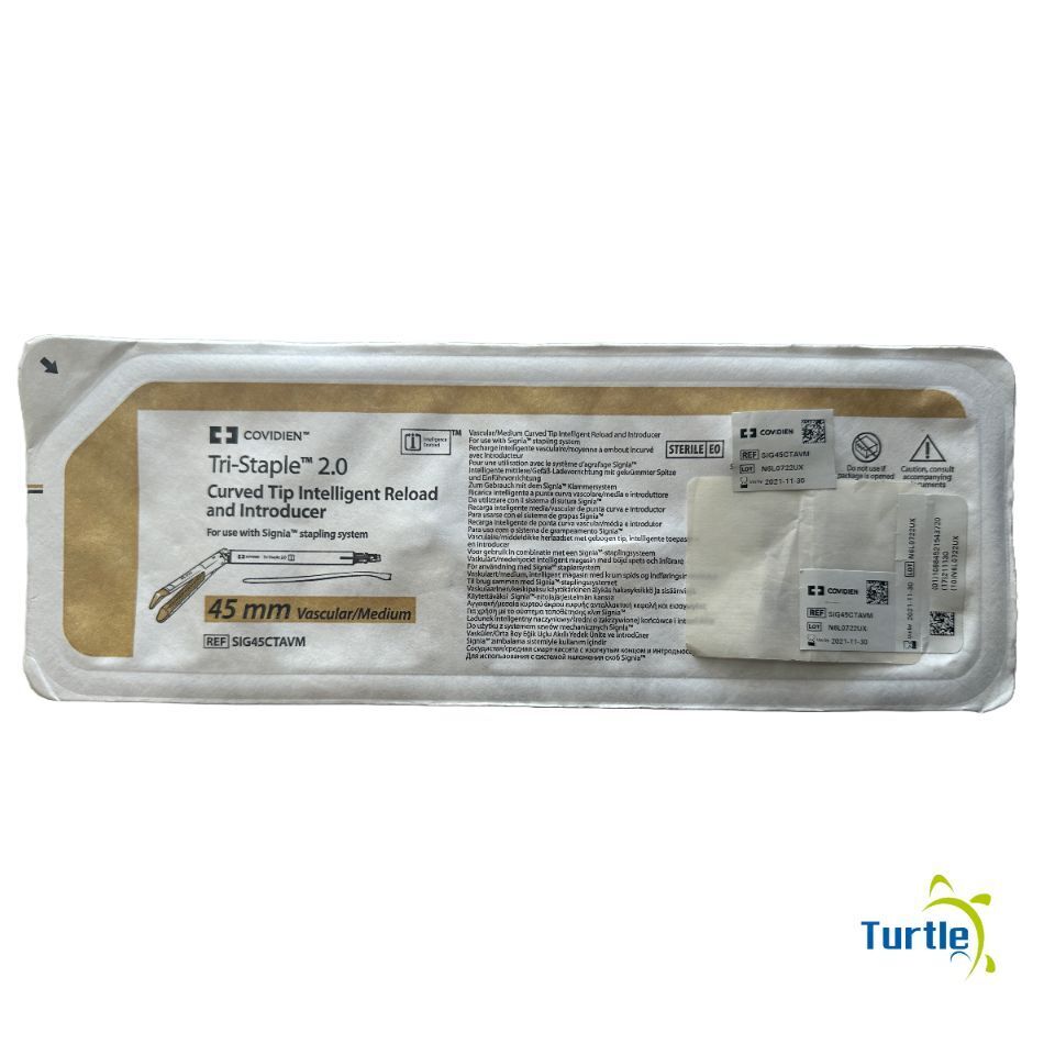 COVIDIEN Tri-Staple 2.0 Curved Tip Intelligent Reload and Introducer. 45 mM Vascular/Medium REF SIG45CTAVM Expired