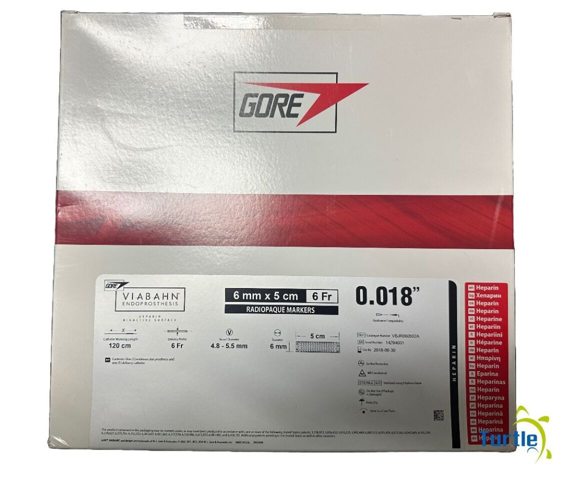 GORE VIABAHN ENDOPROSTHESIS Heparin 6 mm x 5 cm 6 Fr RADIOPAQUE MARKERS 0.018 in REF VBJR060502A Expired