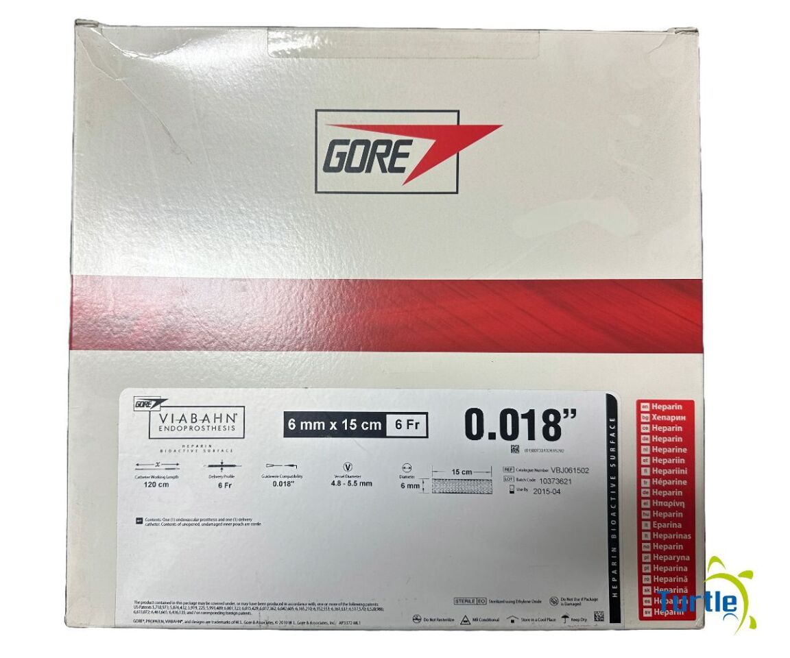 GORE VIABAHN ENDOPROSTHESIS Heparin 6 mm x 15 cm 6 Fr RADIOPAQUE MARKERS 0.018 in REF VBJ061502 Expired