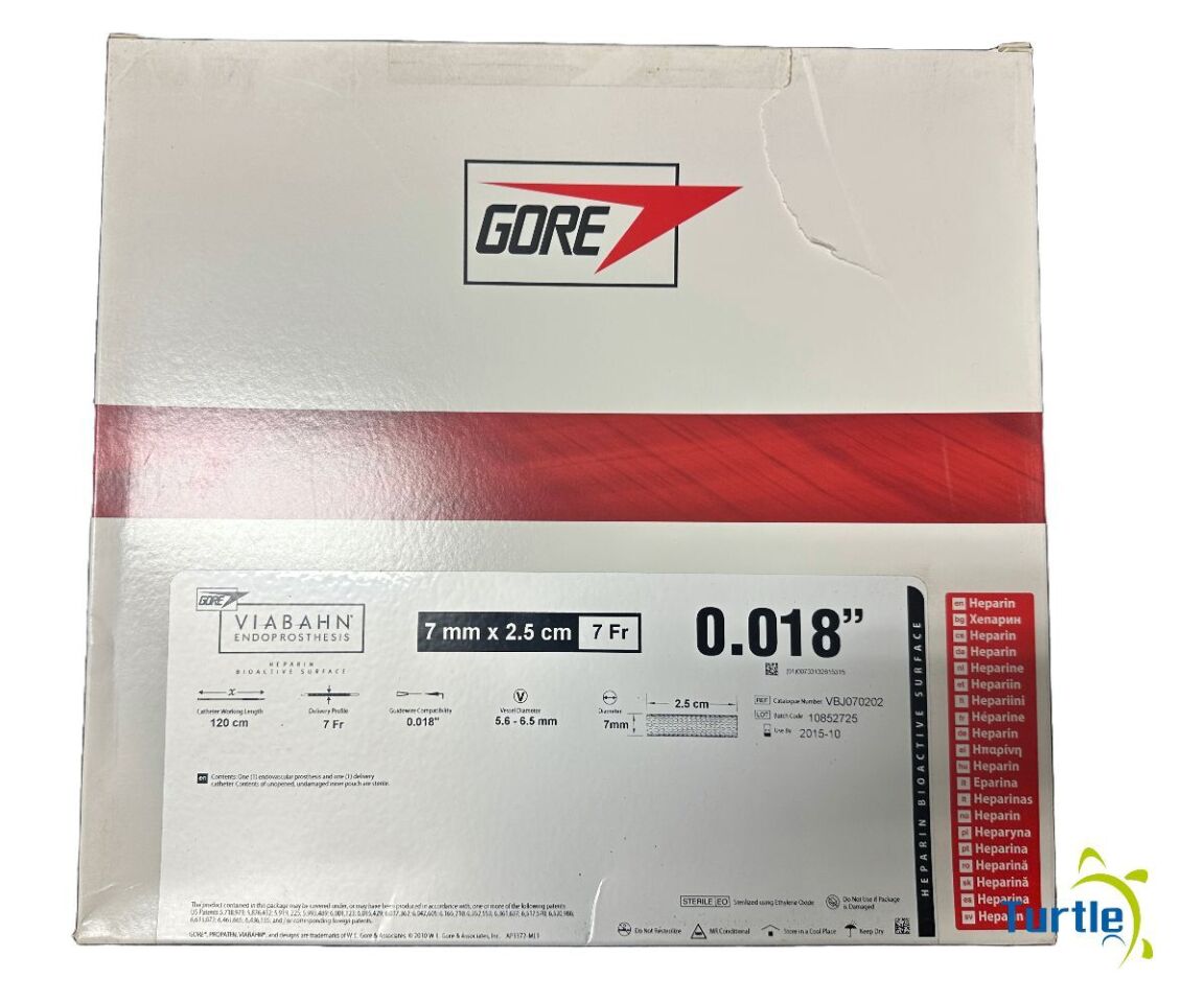 GORE VIABAHN ENDOPROSTHESIS Heparin 7 mm x 2.5 cm 7 Fr RADIOPAQUE MARKERS 0.018 in REF VBJ070202 Expired