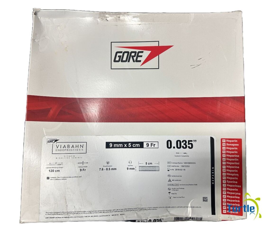 GORE VIABAHN ENDOPROSTHESIS Heparin 9 mm x 5 cm 9 Fr RADIOPAQUE MARKERS 0.035 in REF VBH090502A Expired