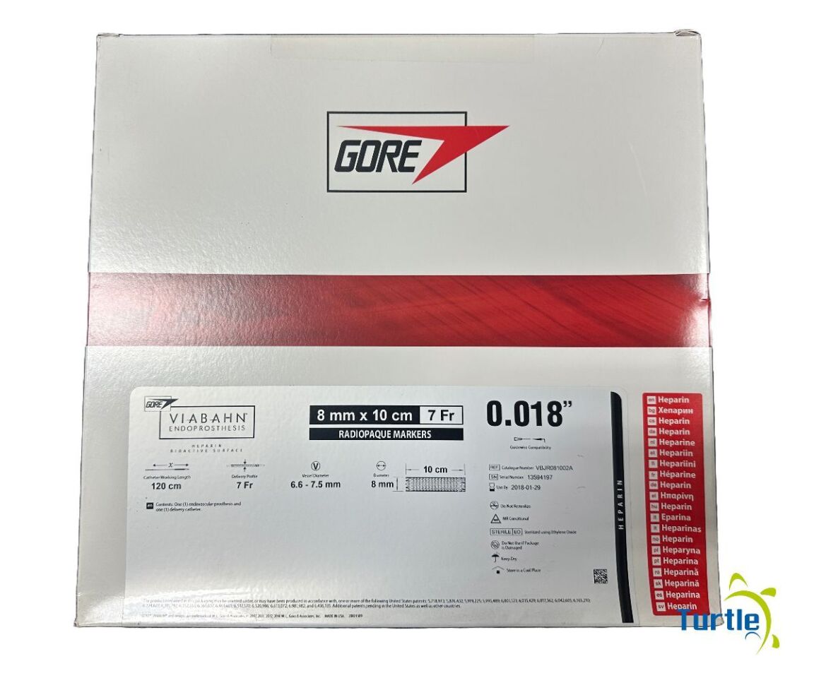 GORE VIABAHN ENDOPROSTHESIS Heparin 8 mm x 10 cm 7 Fr RADIOPAQUE MARKERS 0.018 in REF VBJR081002A Expired