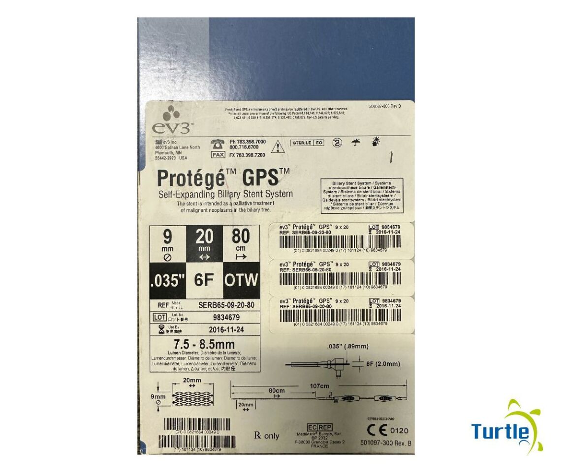 eV3 Protege GPS Self-Expanding Biliary Stent System 9mm 20mm 80cm .035" 6F OTW REF SERB65-09-20-80 Expired