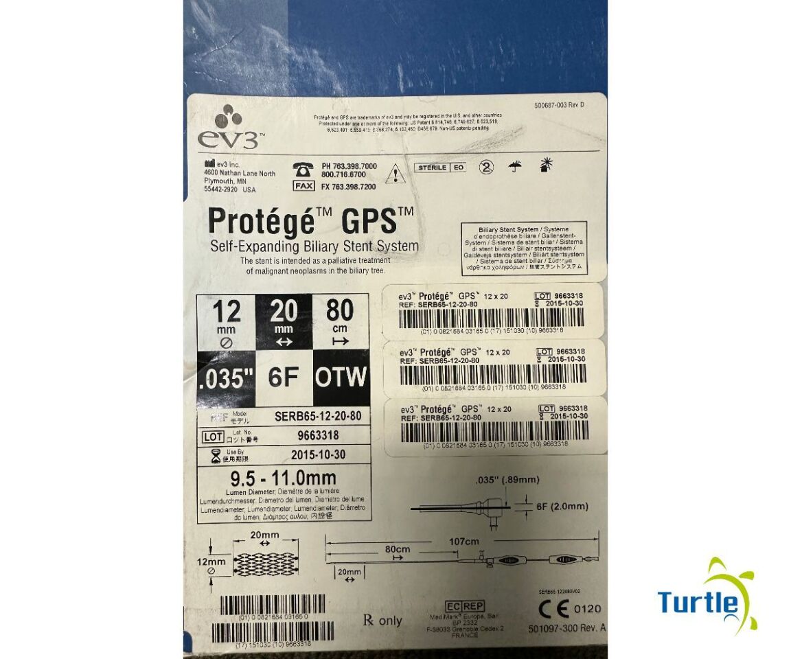 eV3 Protege GPS Self-Expanding Biliary Stent System 12mm 20mm 80cm .035 6F OTW REF SERB65-12-20.80 Expired