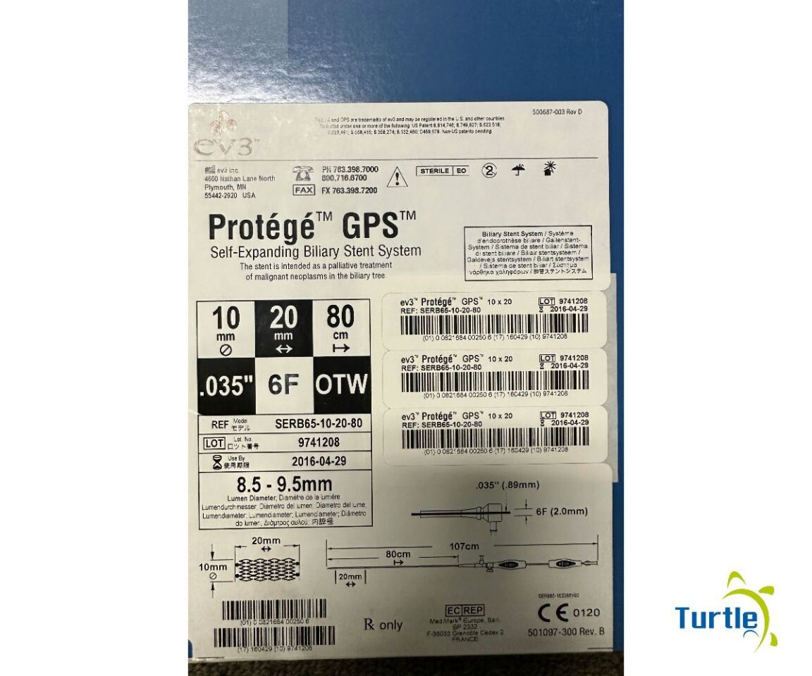 eV3 Protege GPS Self-Expanding Biliary Stent System 10mm 20mm 80cm .035 6F OTW REF SERB65-10-20-80 Expired