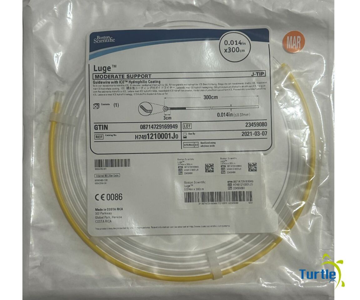 Boston Scientific Luge MODERATE SUPPORT J-TIP Guidewire with ICE Hydrophilic Coating 0.014in x 300cm REF H7491210001J0 EXPIRED