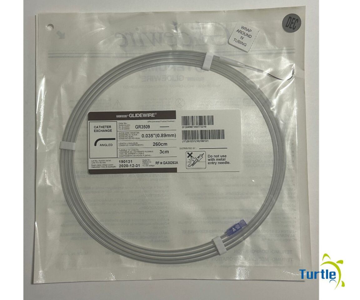 RADIFOCUS GLIDEWIRE CATHETER EXCHANGE ANGLED 0.035in (0.89mm) 260cm 3cm GR3509 REF RF GA35263A EXPIRED