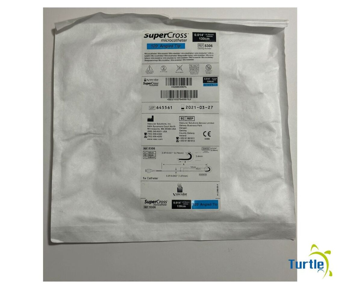 Vascular Solutions SuperCross microcatheter 120deg Angled Tip 0.014in (0.36mm) GWOD 130cm REF 5306 EXPIRED