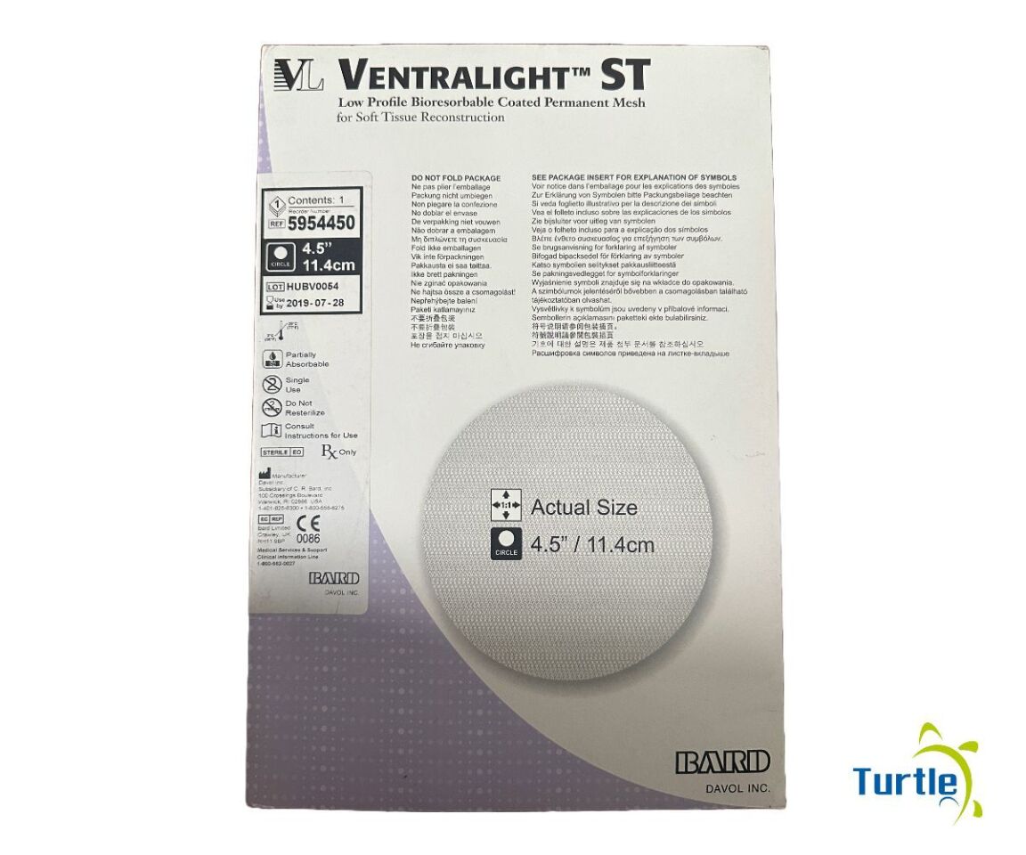 BARD VENTRALIGHT ST Low Profile Bioresorbable Coated Permanent Mesh for Soft Tissue Reconstruction 4.5in 11.4cm REF 5954450 EXP