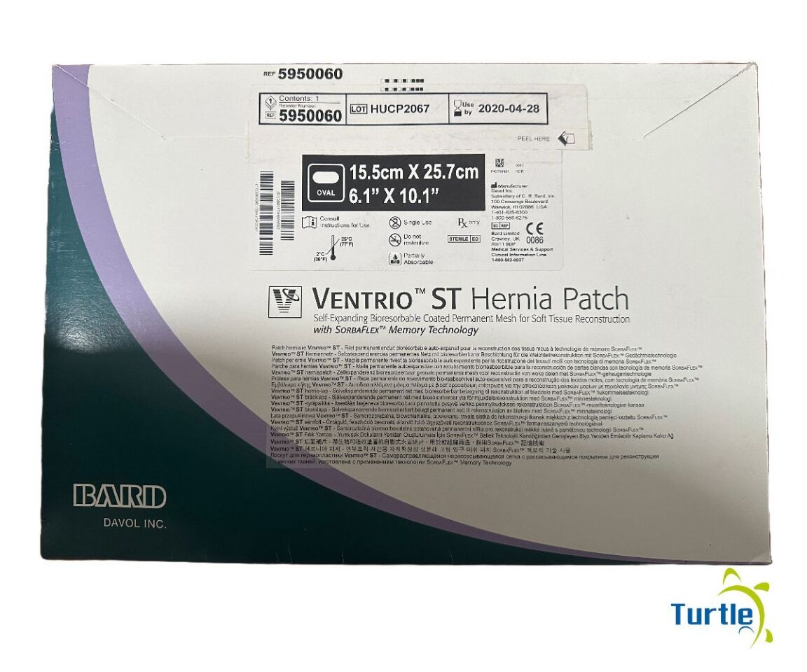 BARD VENTRIO ST Hernia Patch 15.5cm X 25.7 cm OVAL REF 5950060 EXPIRED