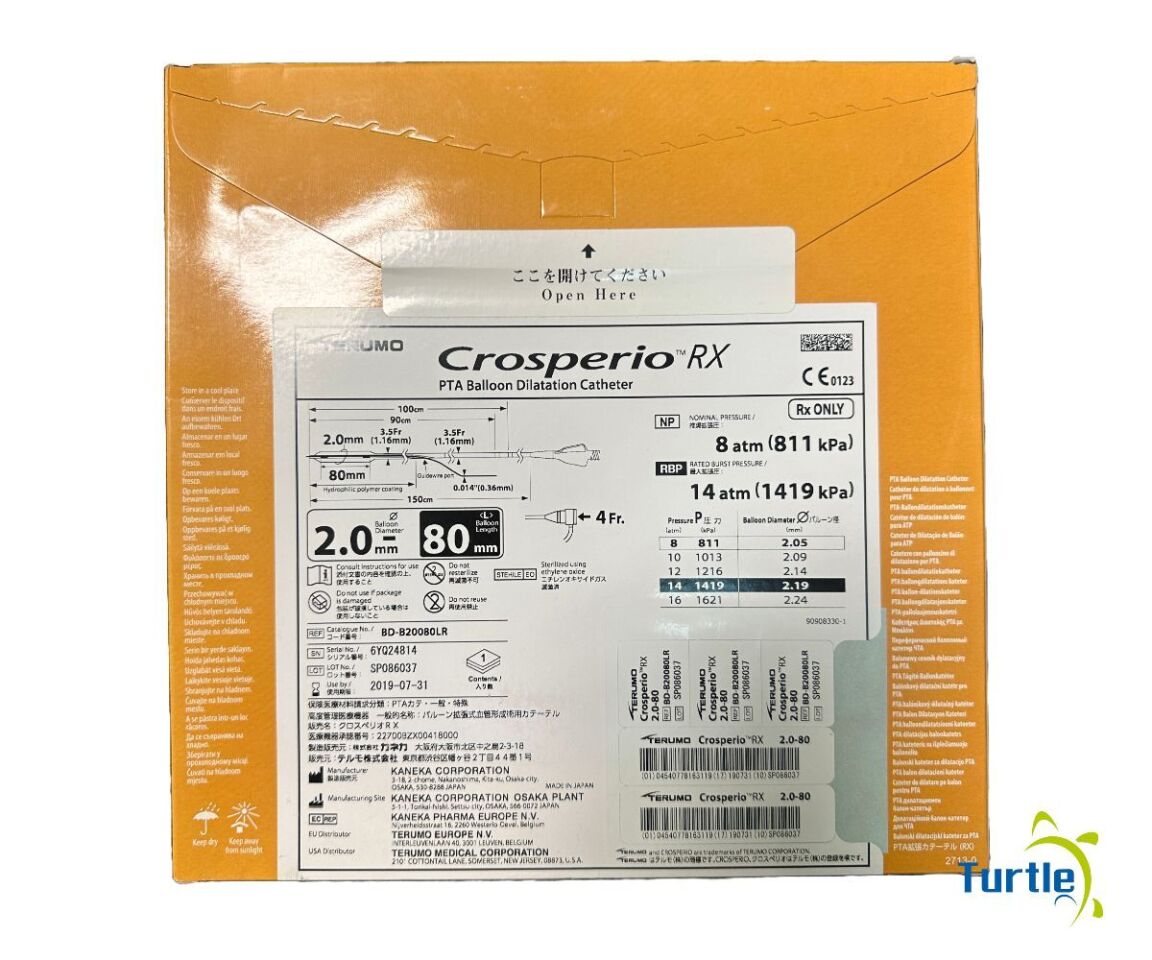 TERUMO Crosperio RX PTA Balloon Dilatation Catheter 2.0mm - 80mm REF BD-B20080LR EXPIRED