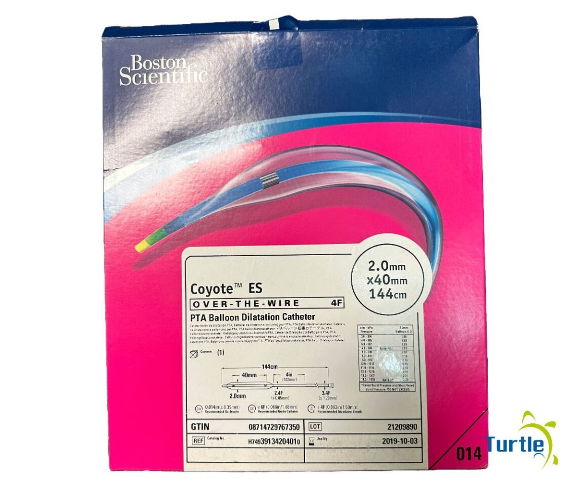Boston Scientific Coyote ES OVER-THE-WIRE 4F PTA Balloon Dilatation Catheter 2.0mm x 40mm 144cm REF H74939134204010 EXPIRED