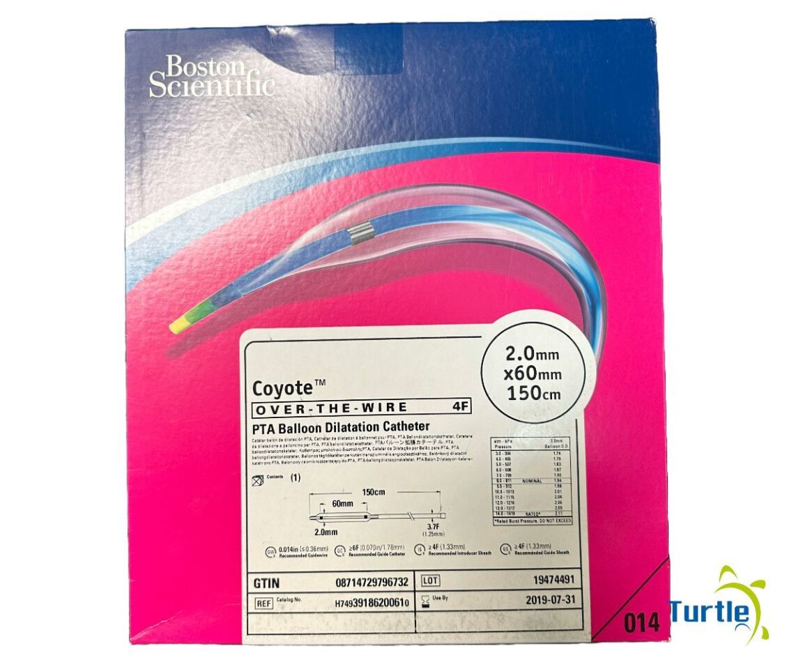 Boston Scientific Coyote ES OVER-THE-WIRE 4F PTA Balloon Dilatation Catheter 2.0mm x 60mm 150cm REF H74939186200610 EXPIRED