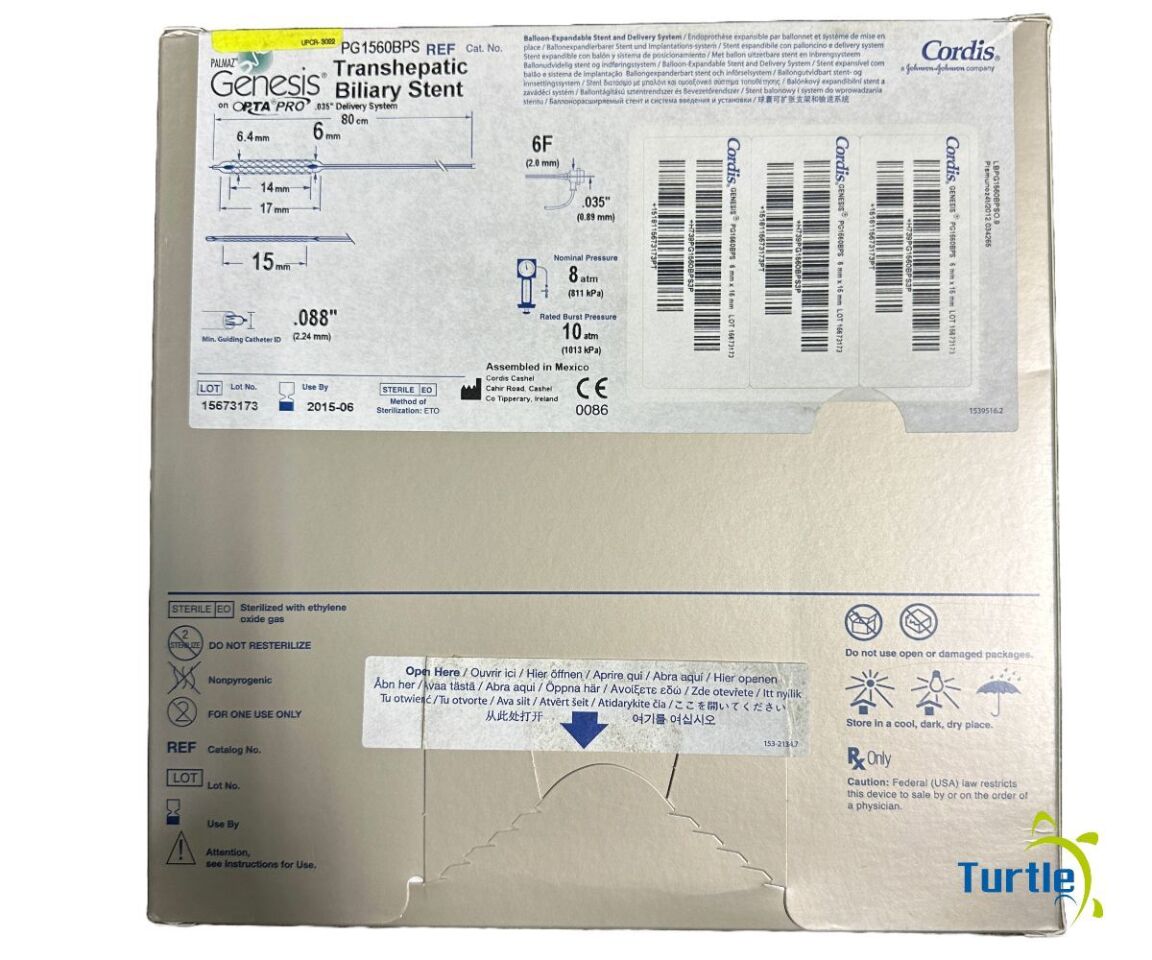 Cordis PALMAZ Genesis Transhepatic Biliary Stent 6.0mm x 15mm REF PG1560BPS Expired