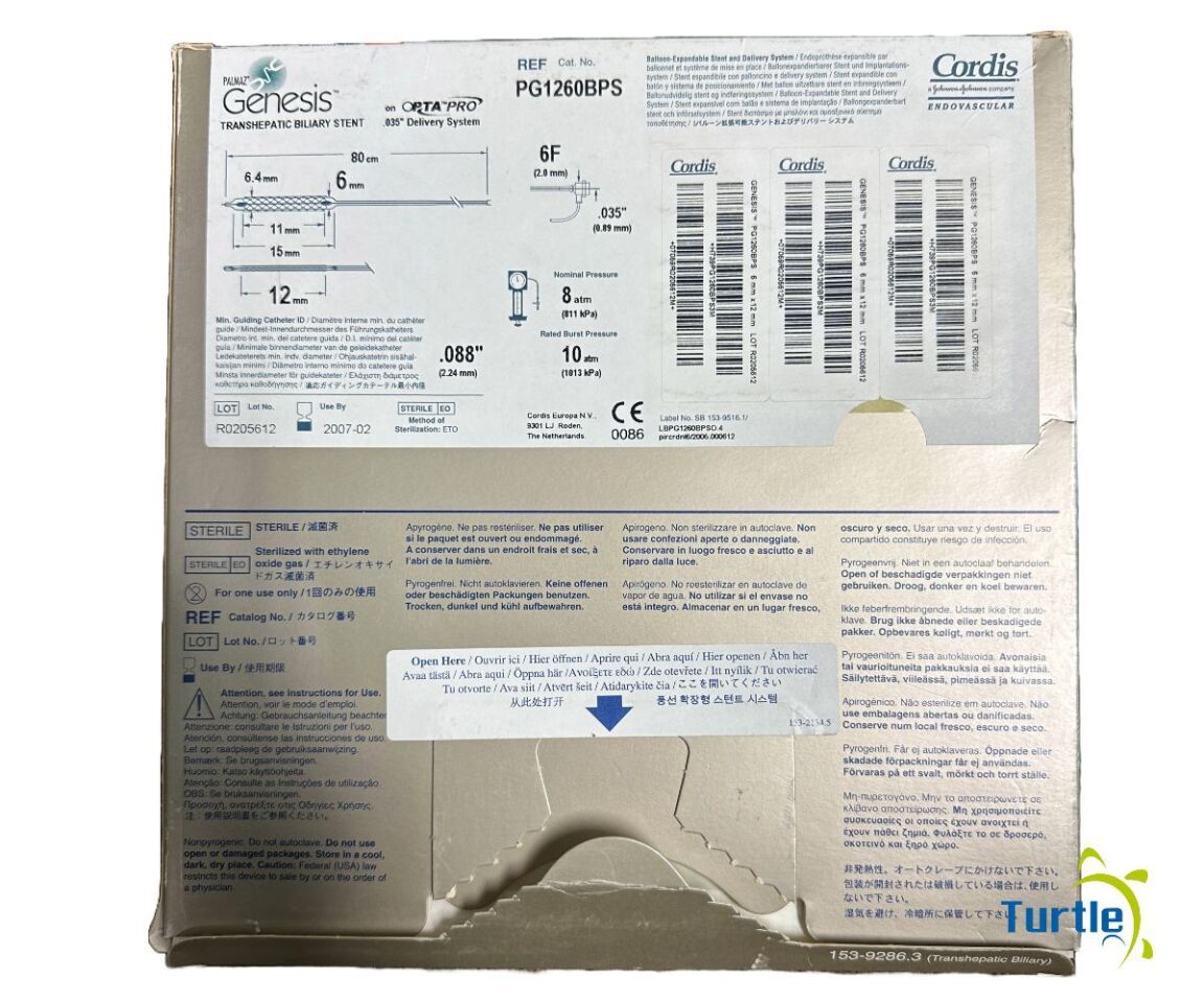 Cordis PALMAZ Genesis Transhepatic Biliary Stent 6.0mm x 12mm REF PG1260BPS Expired