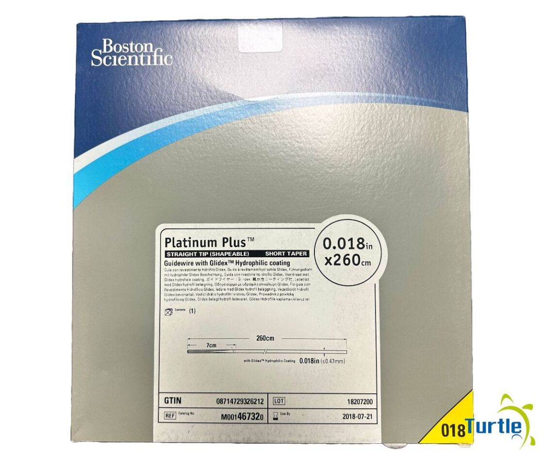 Boston Scientific Platinum Plus STRAIGHT TIP (SHAPEABLE) SHORT TAPER  Guidewire  0.018in x 260 cm REF M001467320 EXPIRED