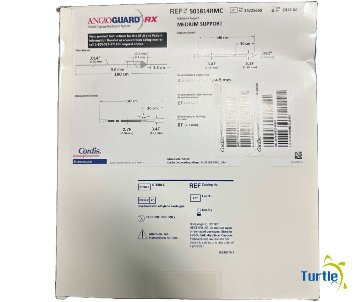 Cordis ANGIOGUARD RX Emboli Capture Guidewire System REF 501814RMC EXPIRED
