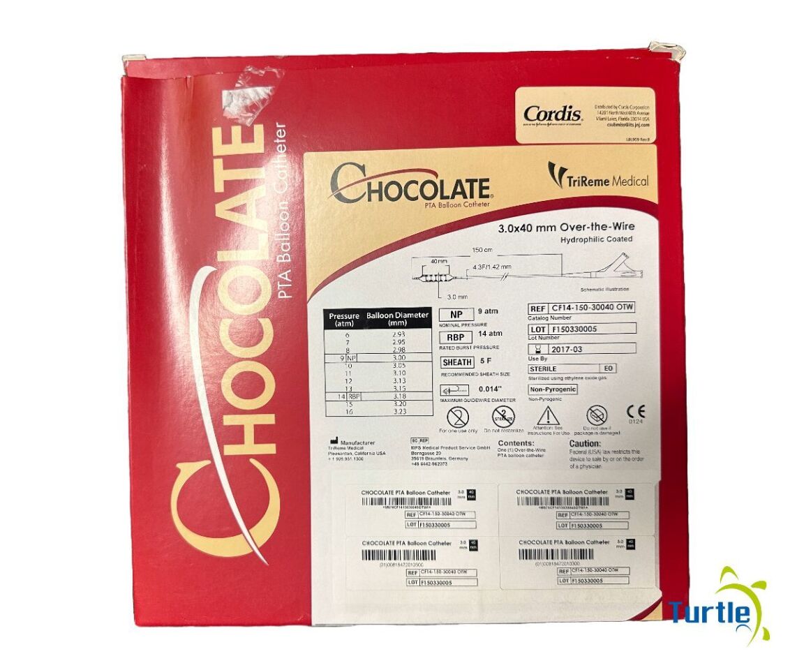 Cordis CHOCOLATE PTA Balloon Catheter 3.0 x 40mm Over-the-Wire Hydrophilic Coated REF CF14-150-30040 OTW EXPIRED
