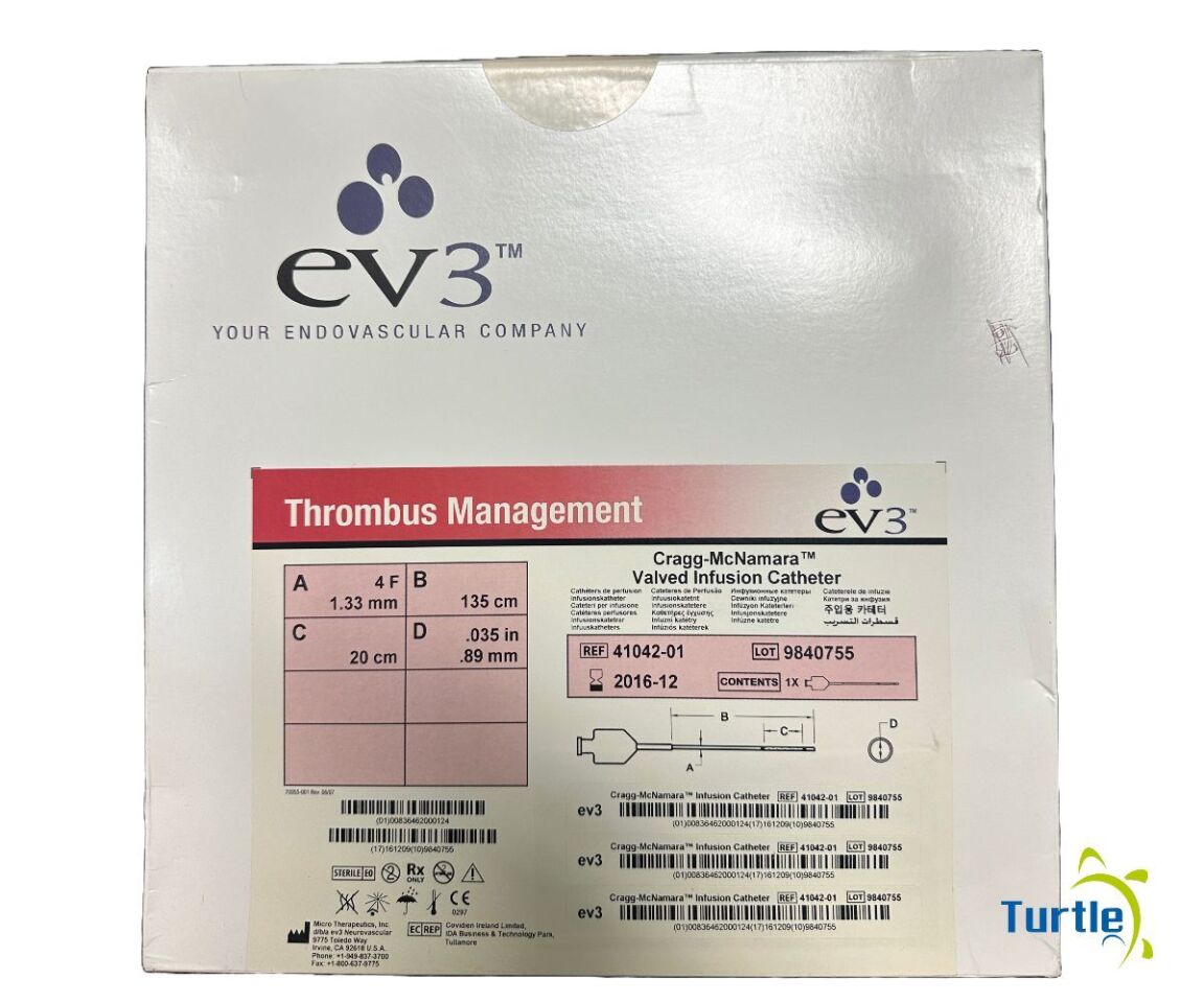 ev3 Thrombus Management Cragg-McNamara Valved Infusion Catheter REF 41042-01 EXPIRED